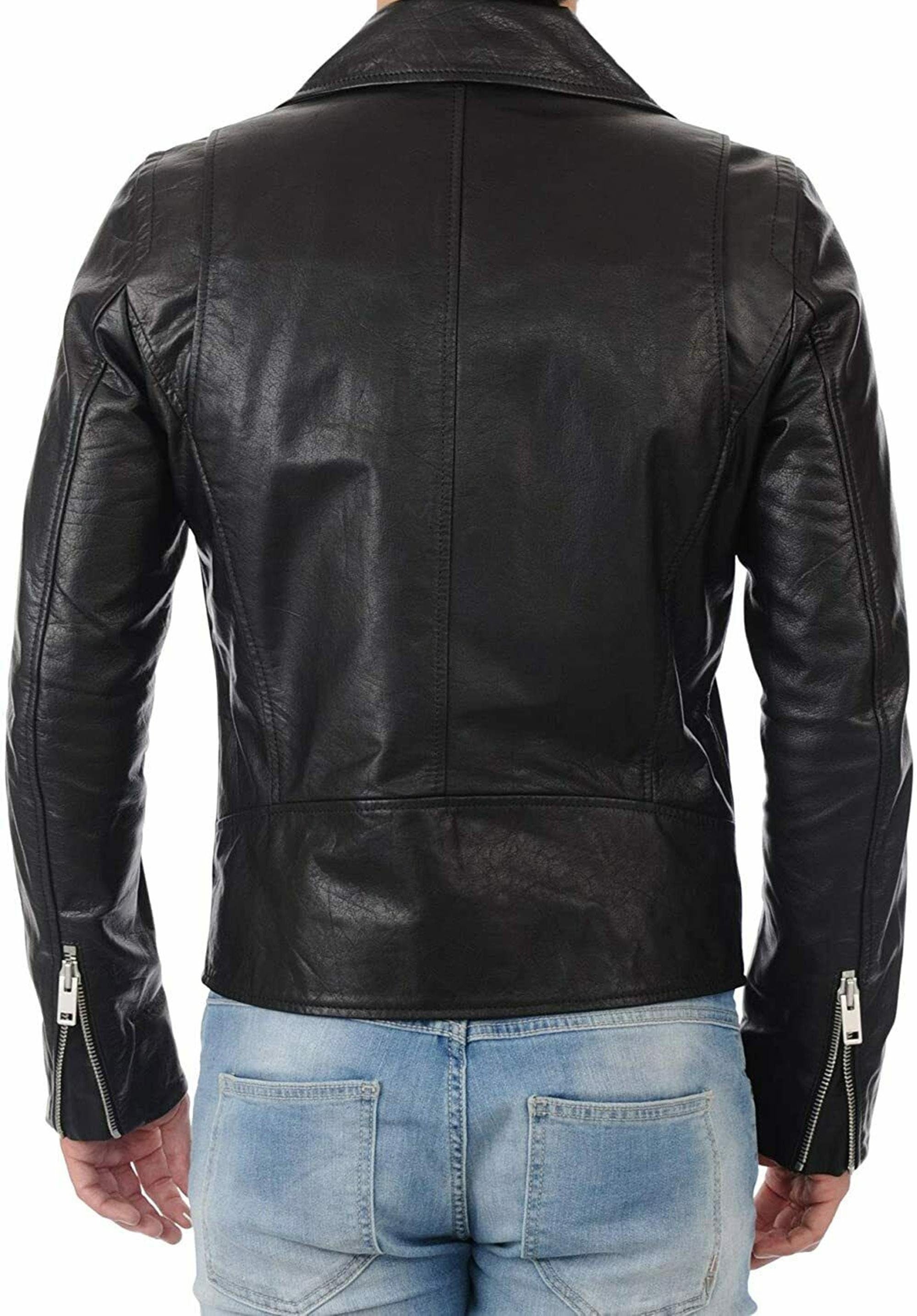 Black Biker Leather Jacket For Mens