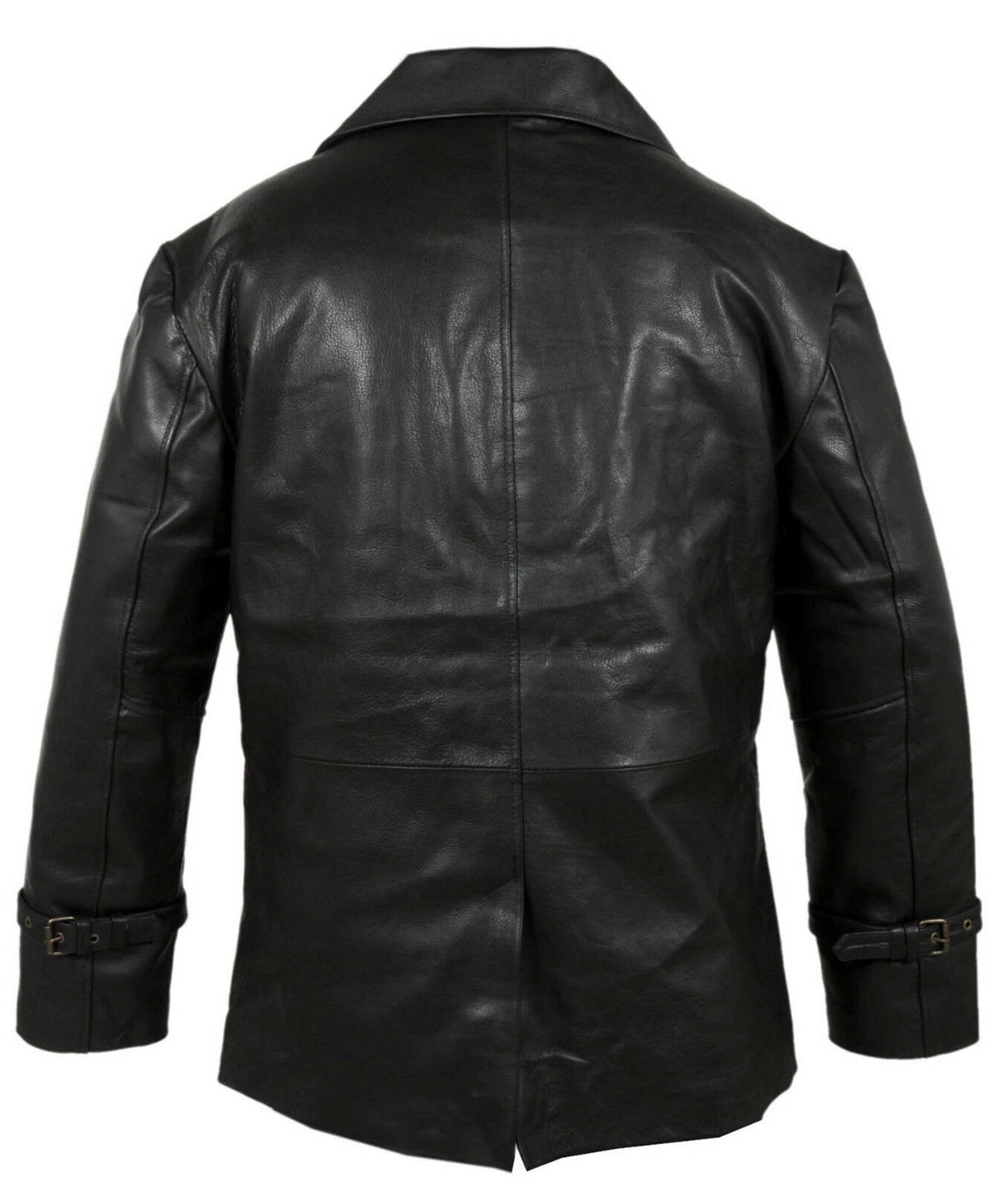 Mens Black Leather Blazer Coat For Men