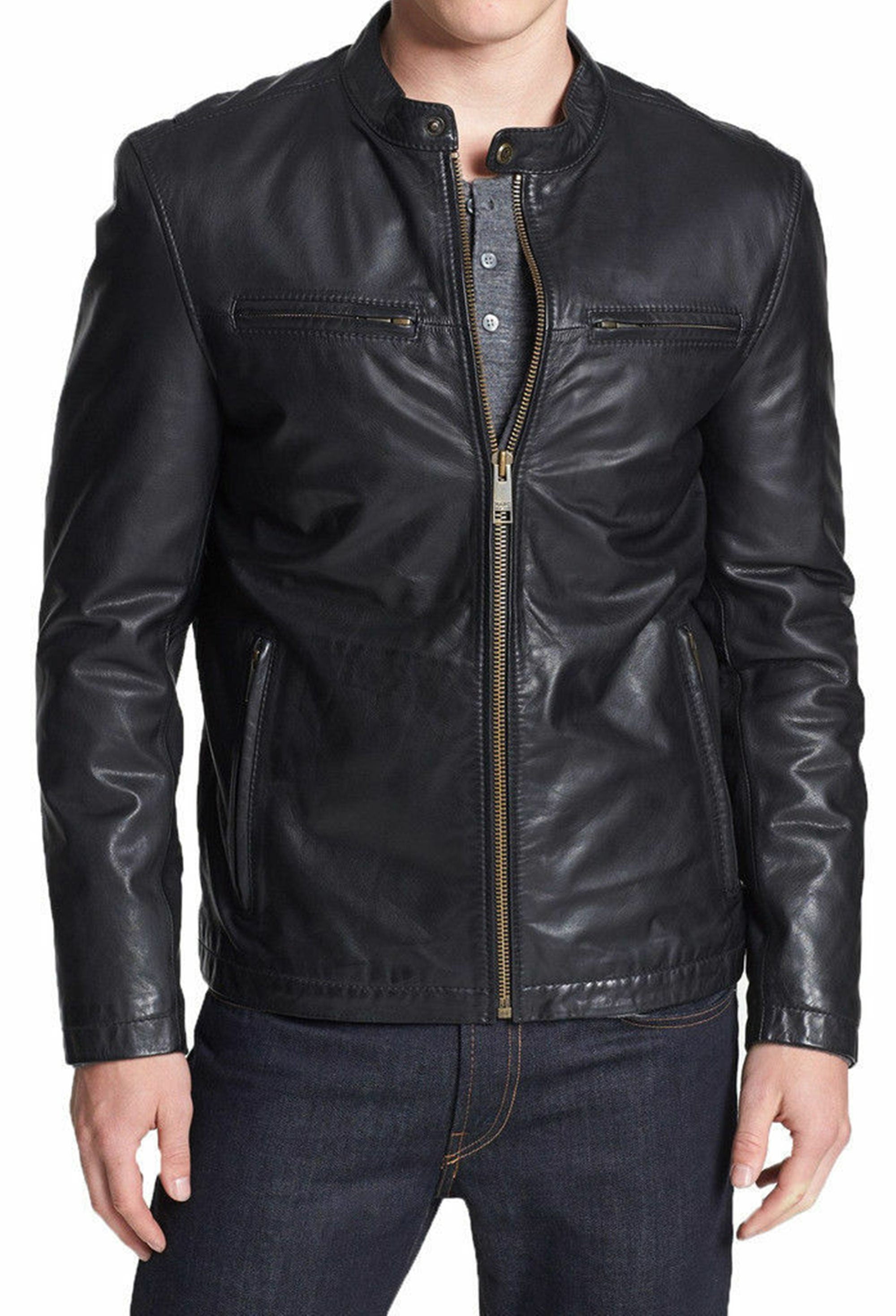 Mens Black Biker Jacket Black Leather Jacket