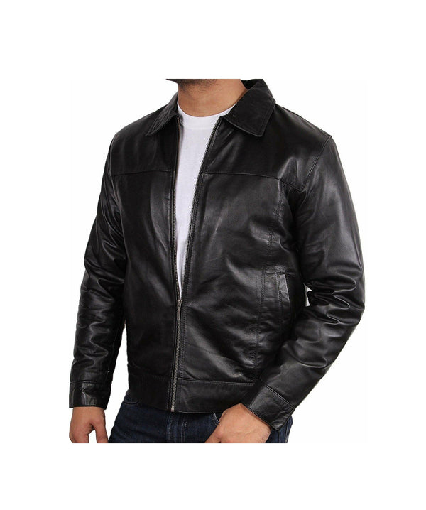 Black Real Leather Jacket Men Vintage Leather Jacket