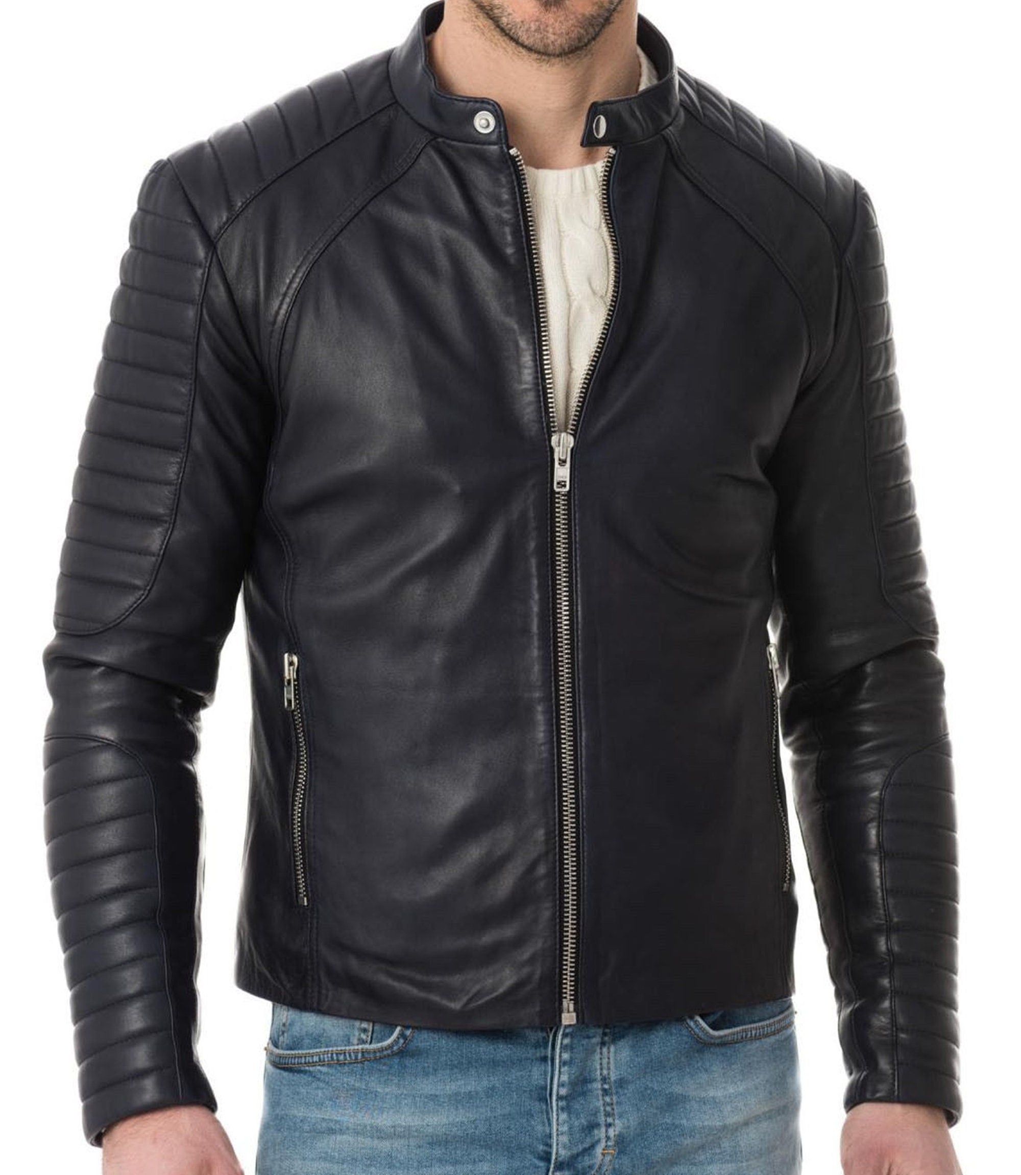 Handmade Black Motorcycle Leather Jacket