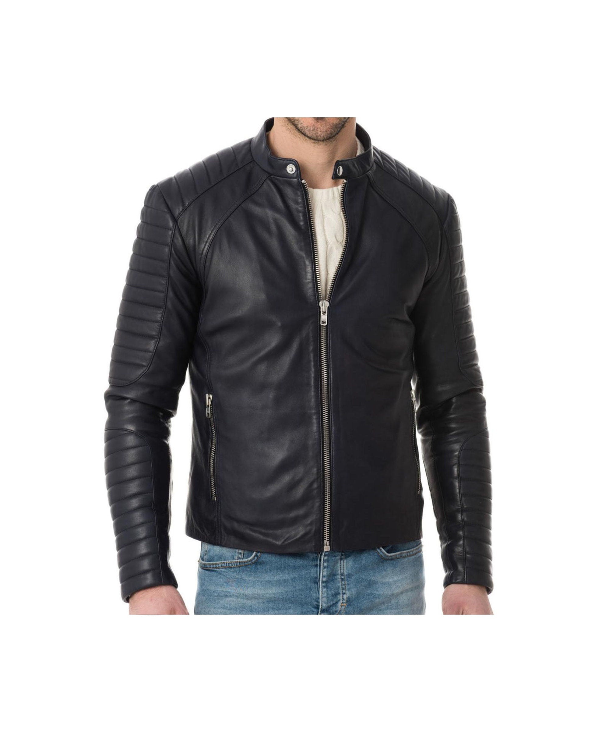 Handmade Black Motorcycle Leather Jacket
