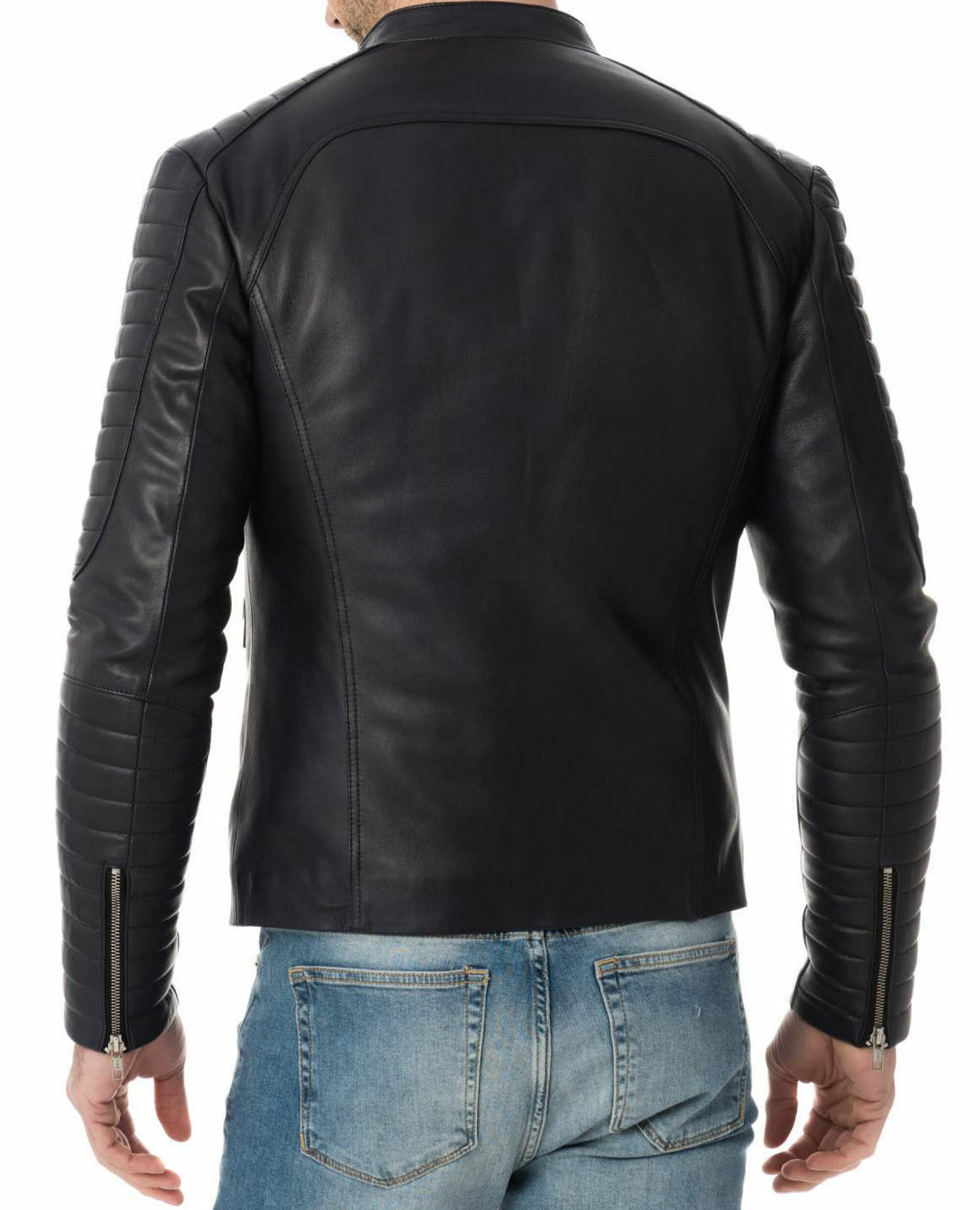 Handmade Black Motorcycle Leather Jacket