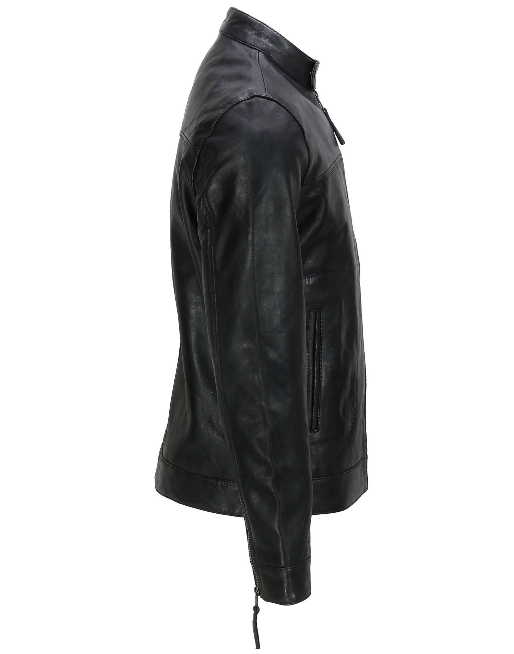 Black  Semi Aniline  Leather Jacket For Men