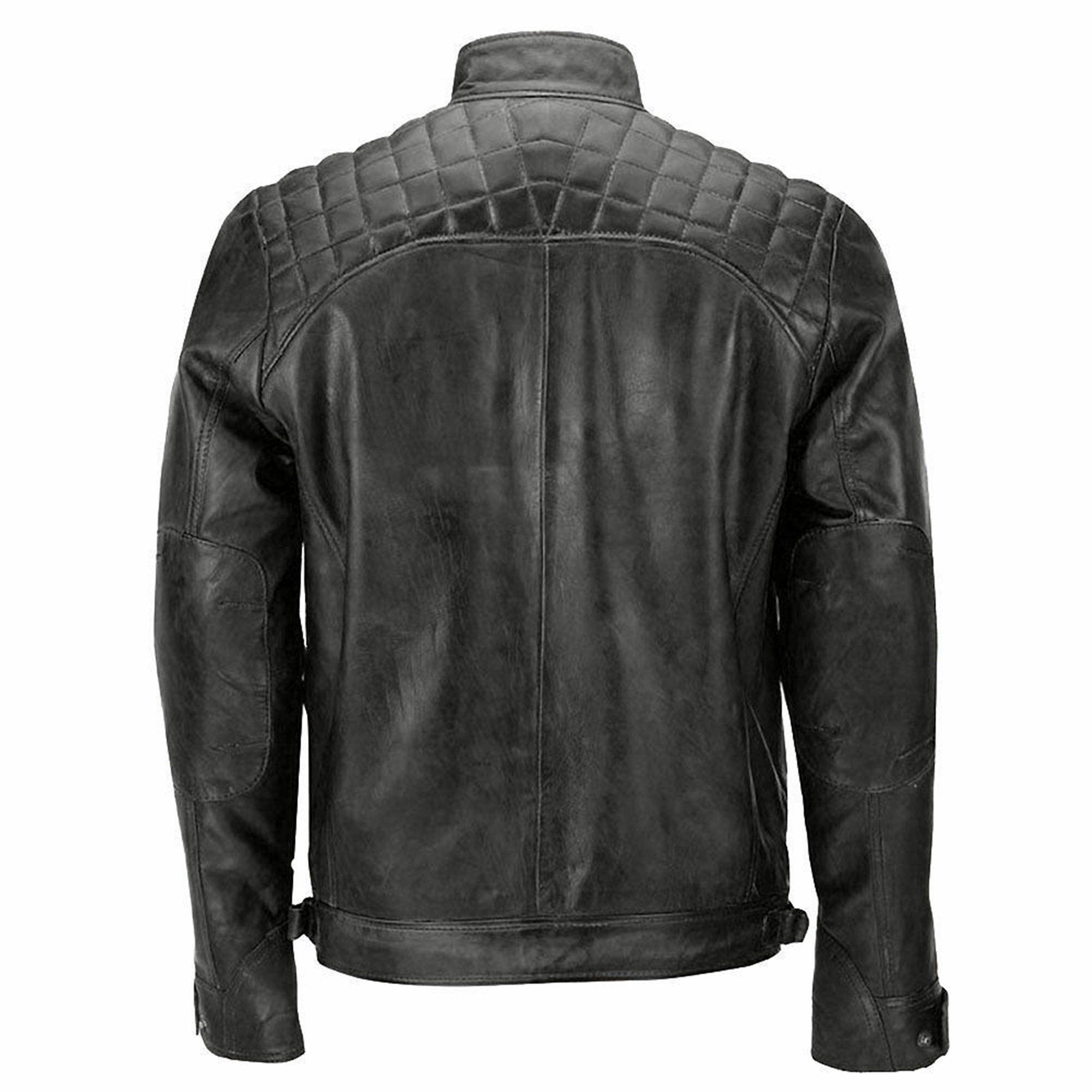 Black Cafe Racer Jacket Quilted Retro Jacket
