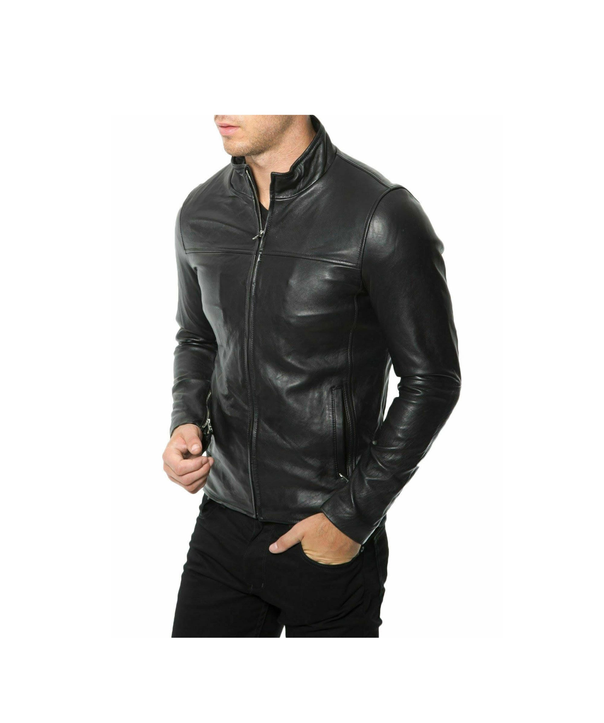 Black  Real Leather Jacket For Men