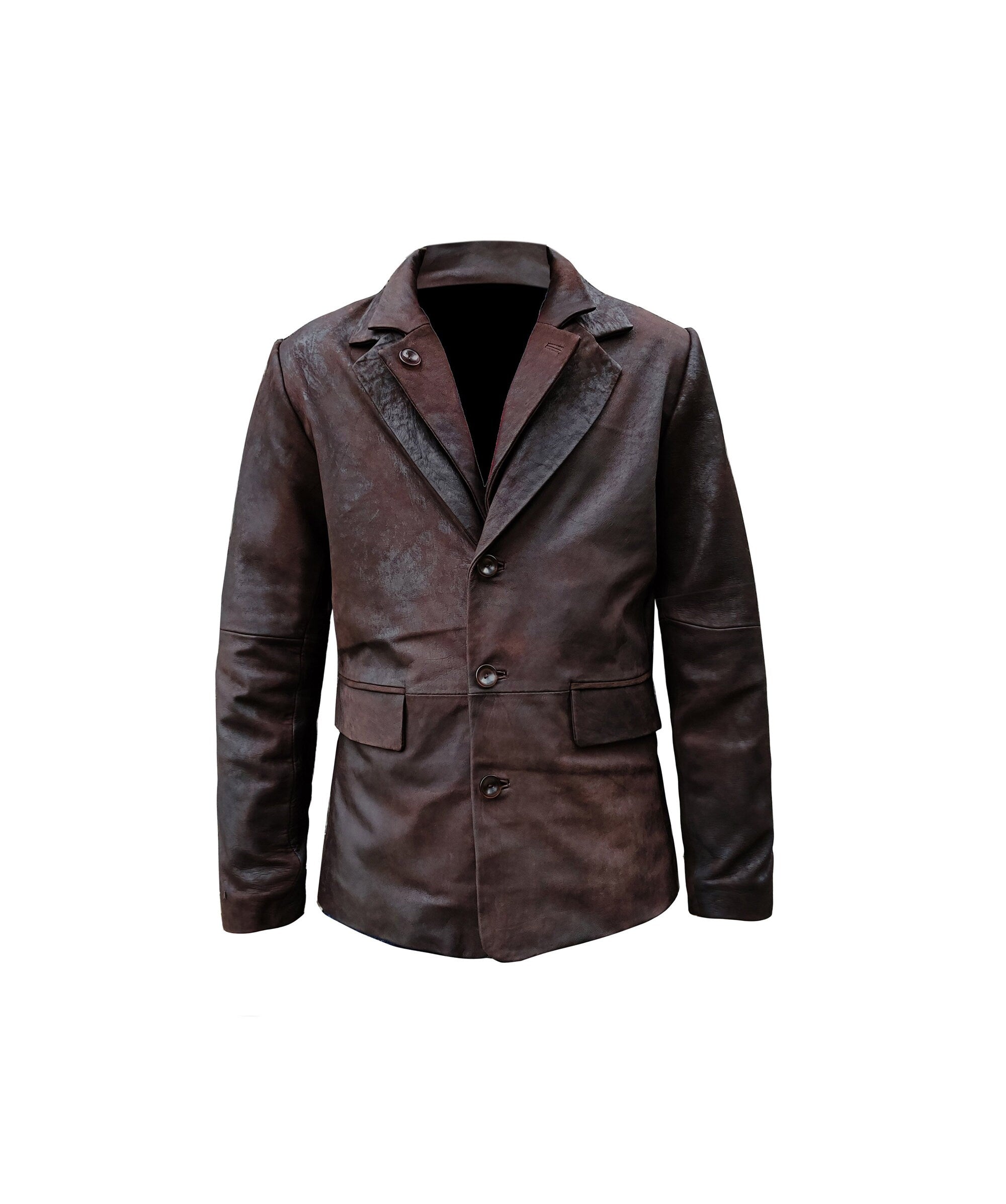 Dark Snuff Leather Blazer Coat For Men