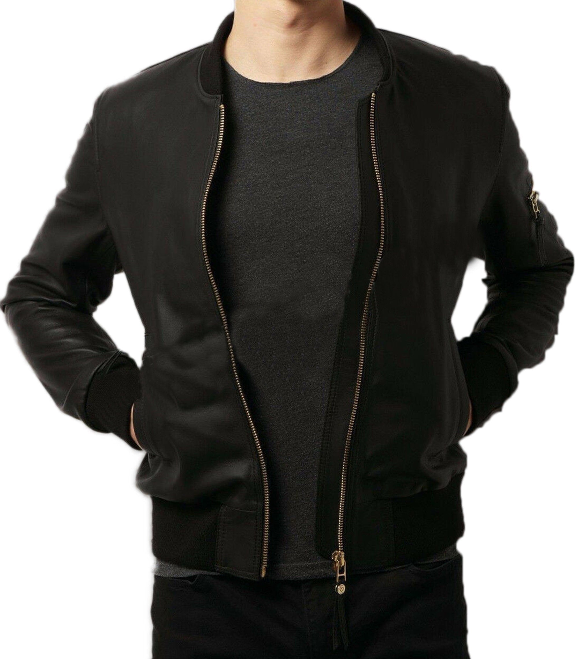 Mens Black Biker Leather Jacket