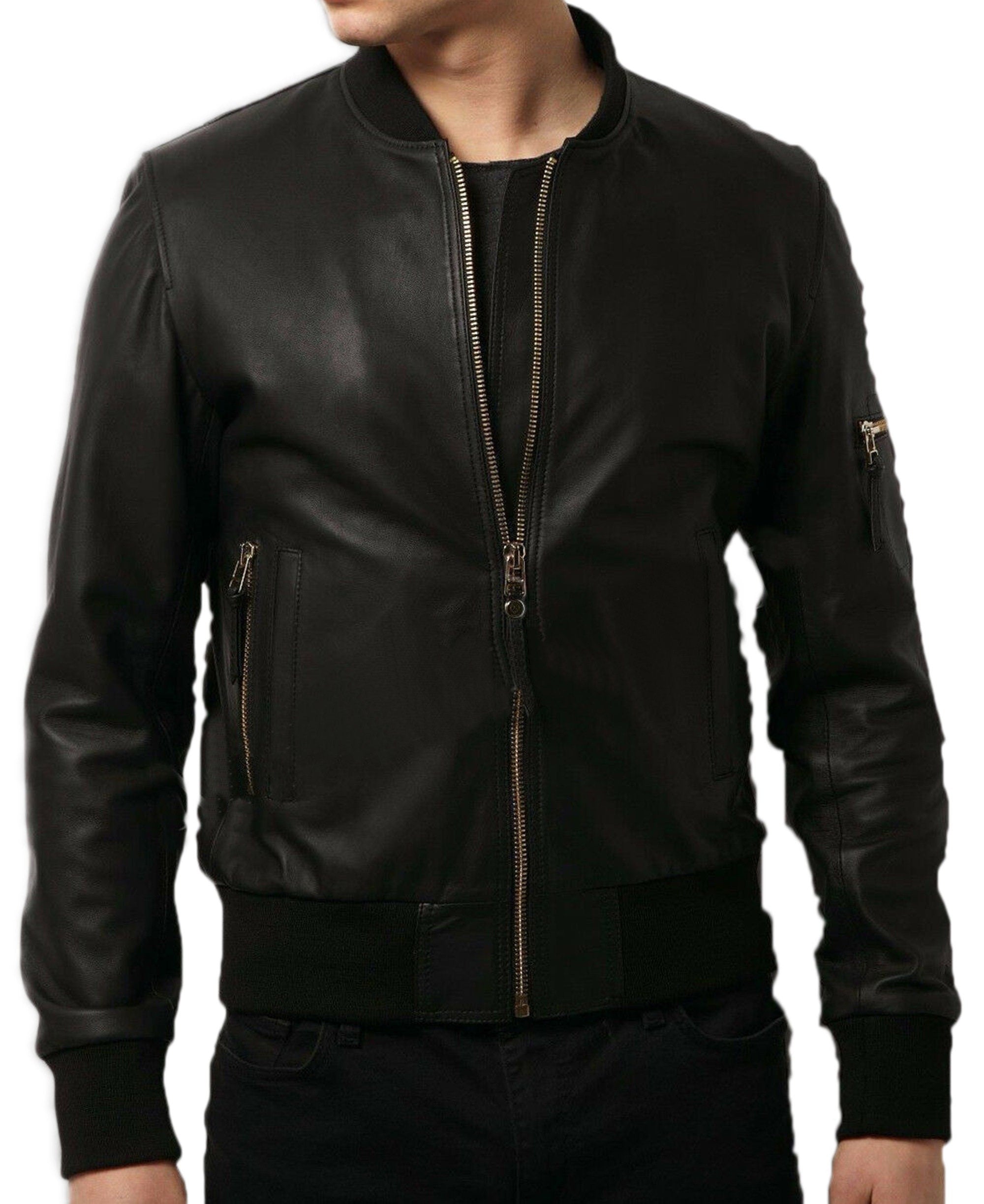 Mens Black Biker Leather Jacket