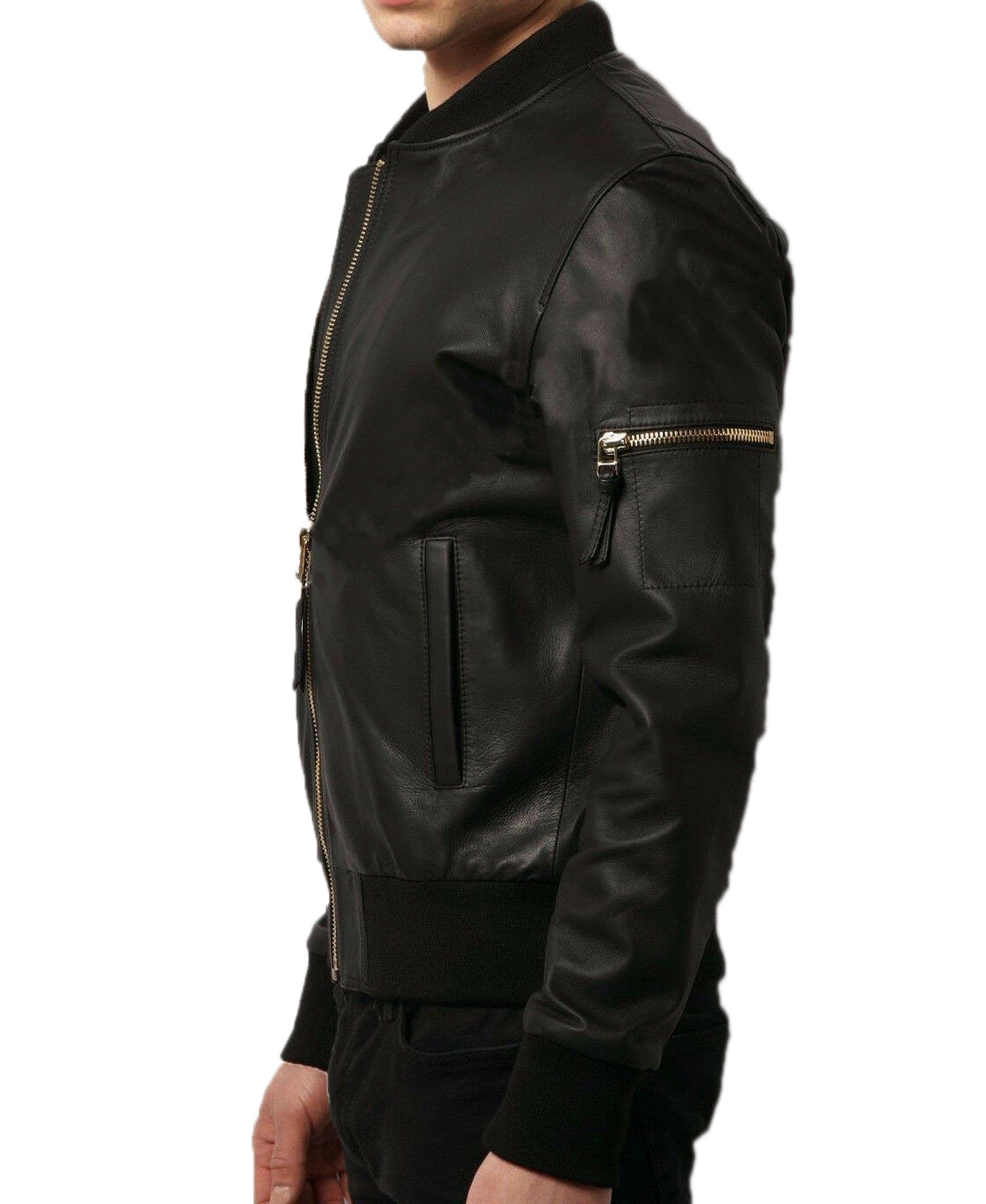 Mens Black Biker Leather Jacket