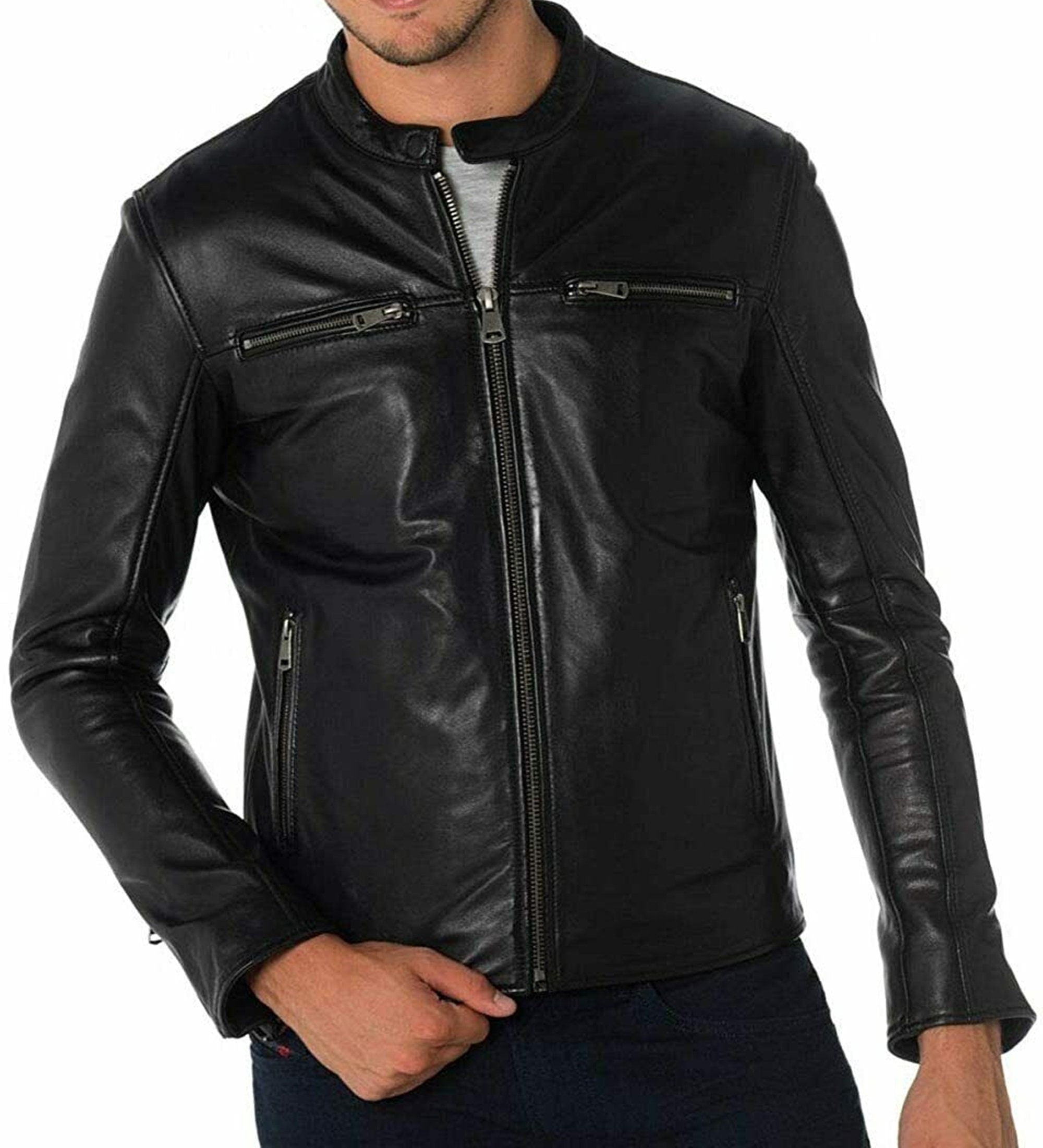 Mens Black New Style Leather Jacket
