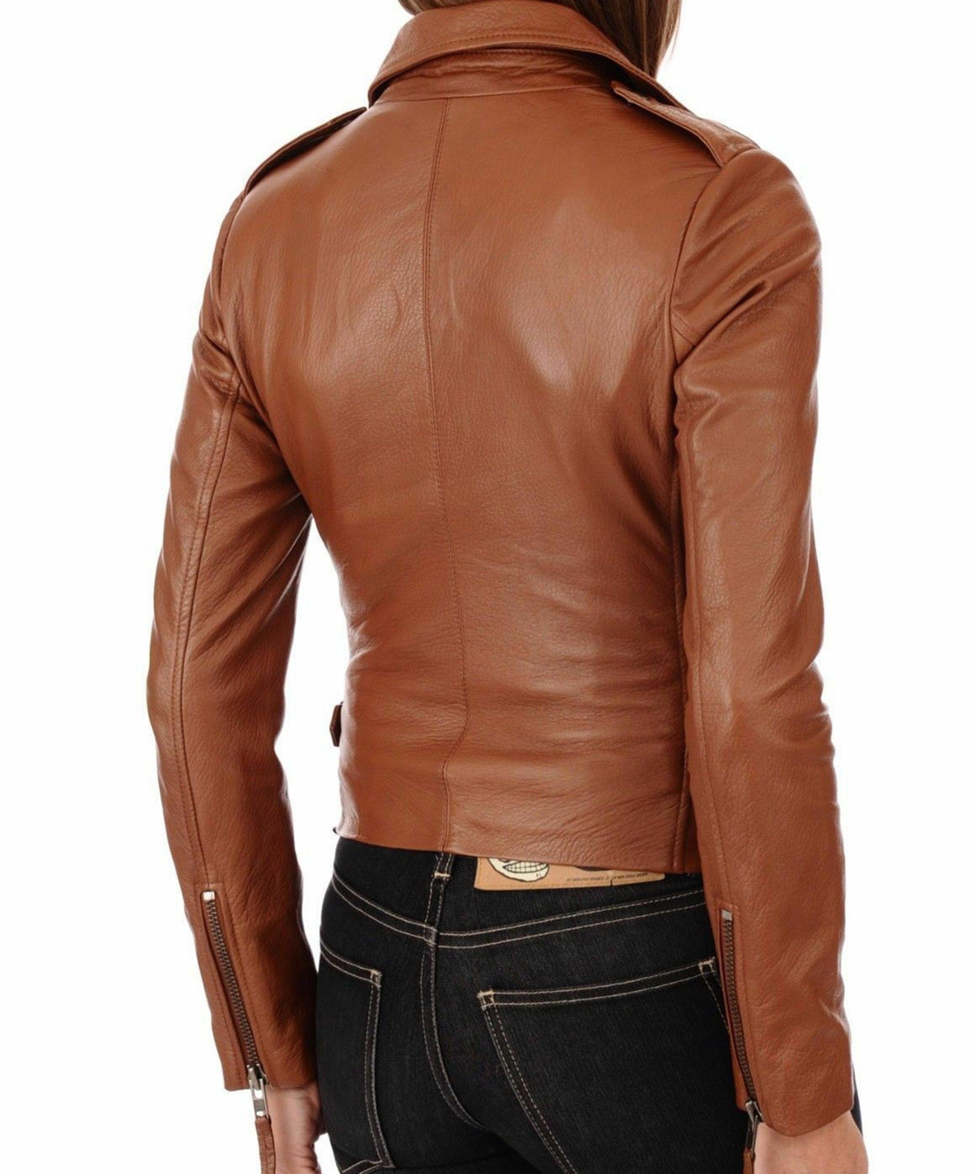 Women Tan Leather Jacket