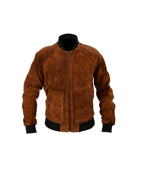 Vintage Bomber Jacket Handmade Suede Jacket