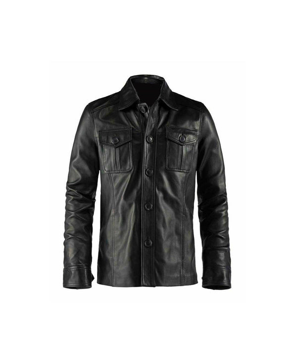 Men Black Motorcycle Leather Jacket