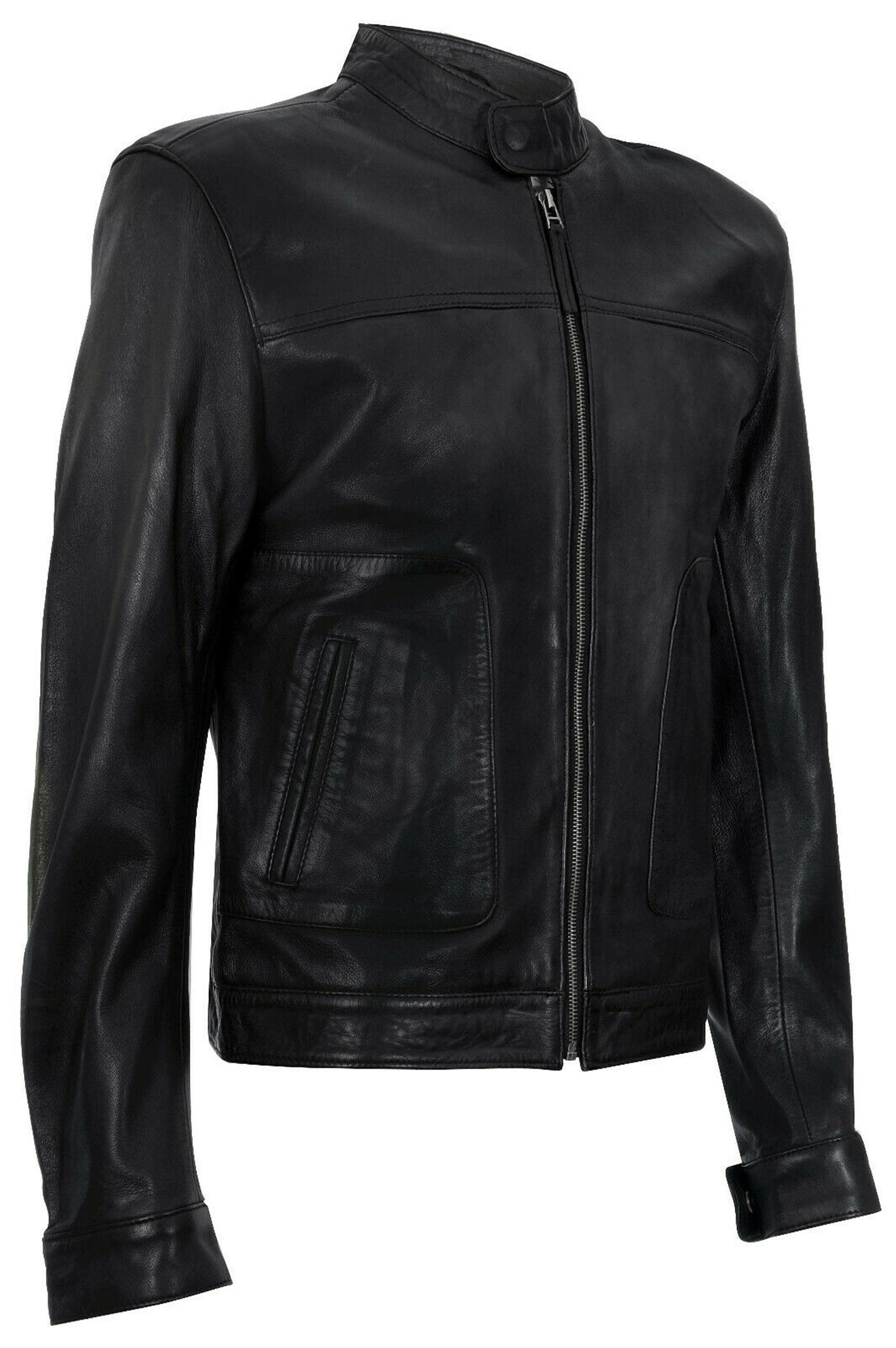 Men Biker Motorcycle Leather Jacket