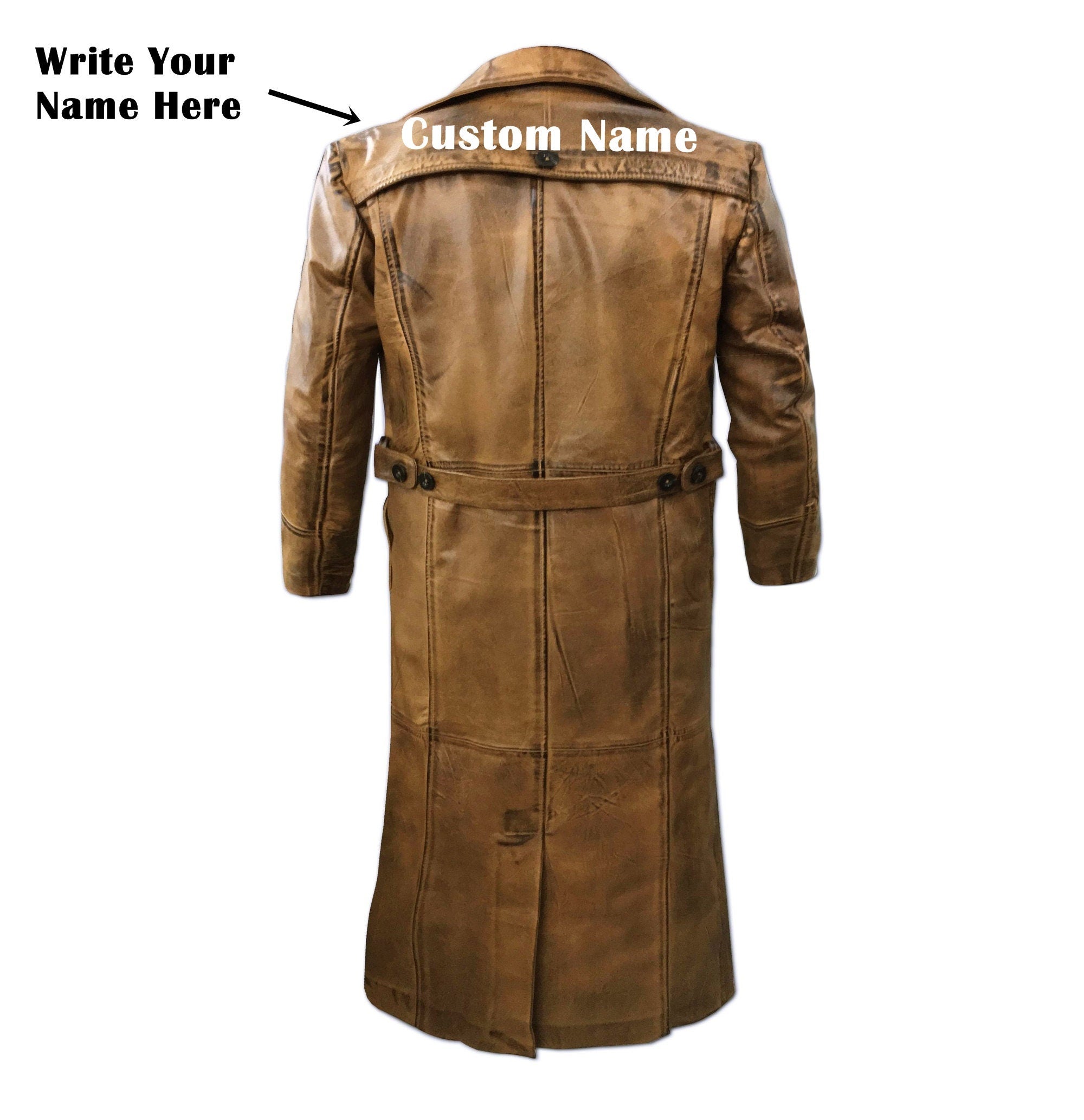 Leather Customize Trench Vintage Coat For Men