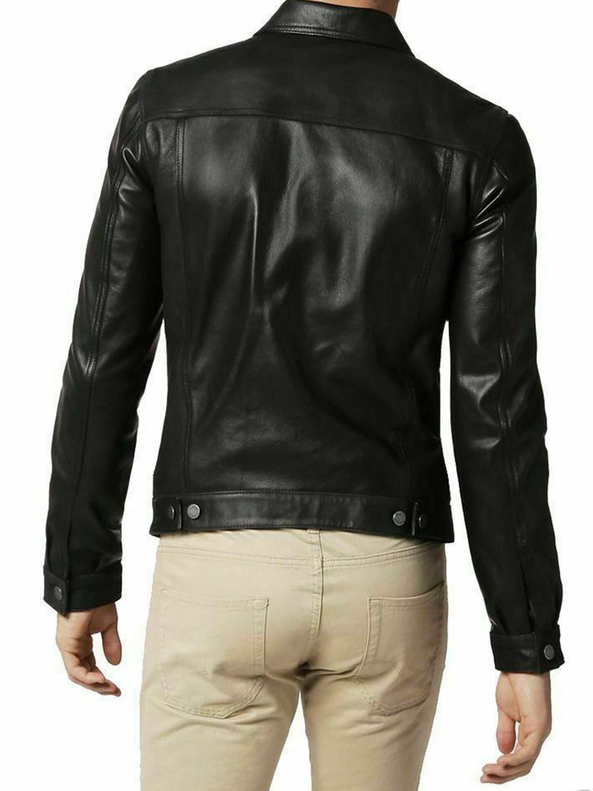 Mens Black Sheepskin Leather Shirt