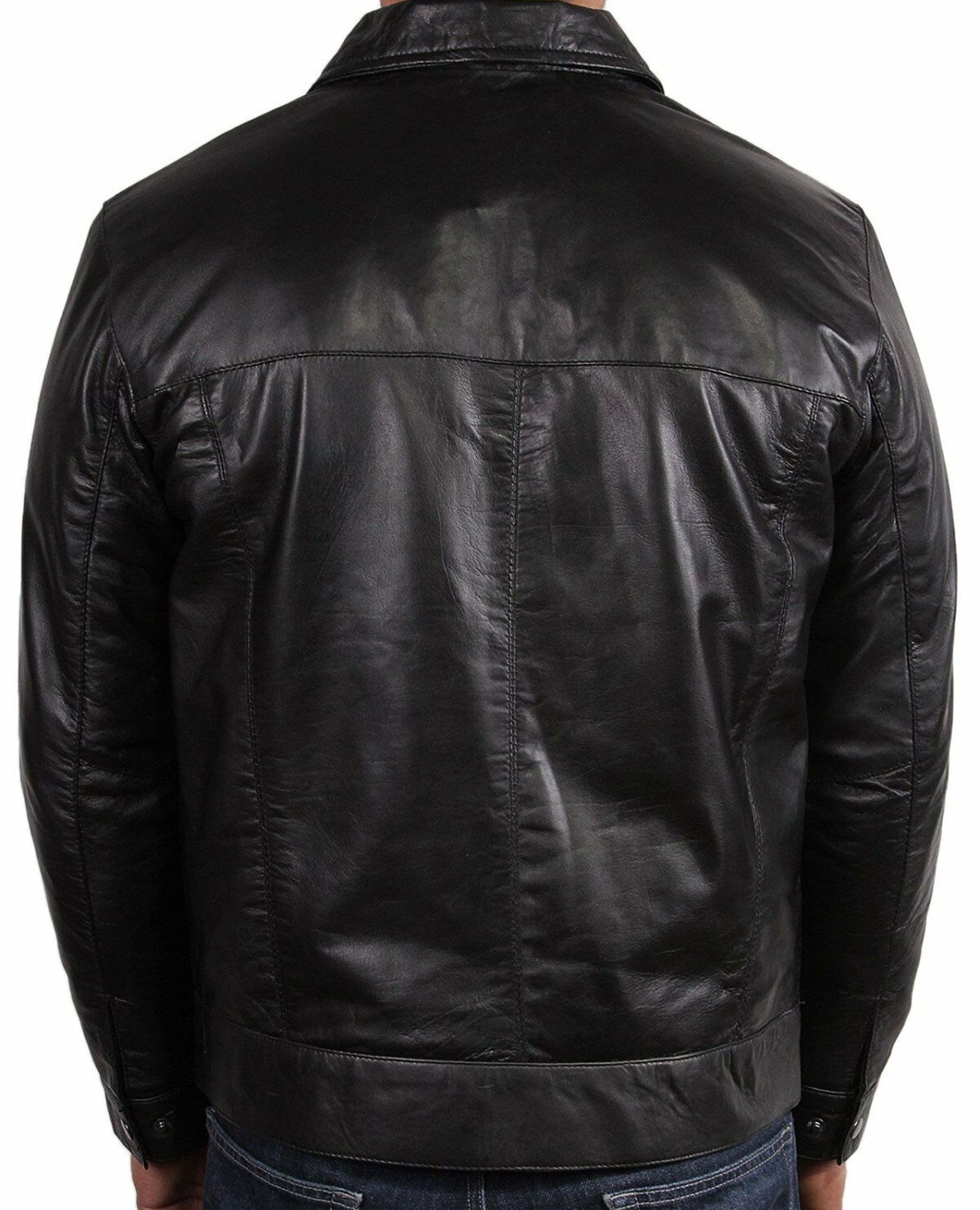 Black Real Leather Jacket Men Vintage Leather Jacket