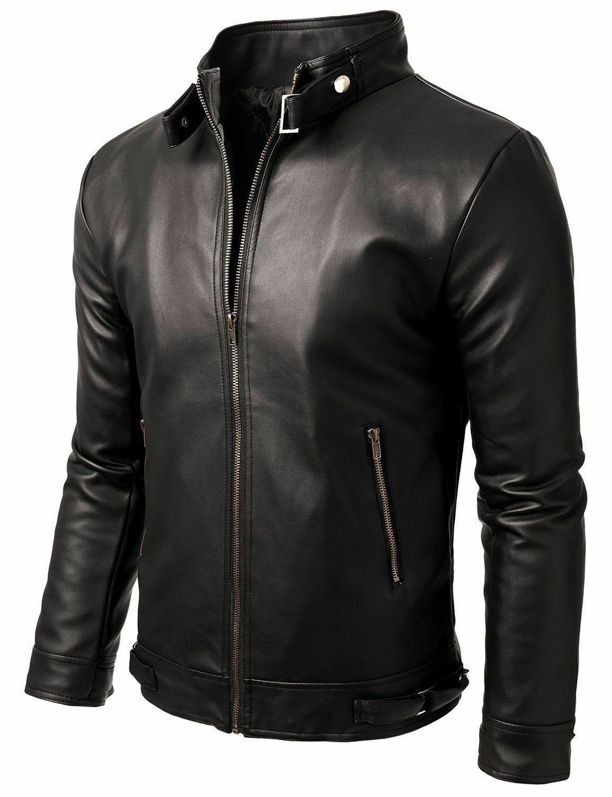 Black Vintage Leather Jacket Black Cafe Racer Jacket Quilted Retro Jacket