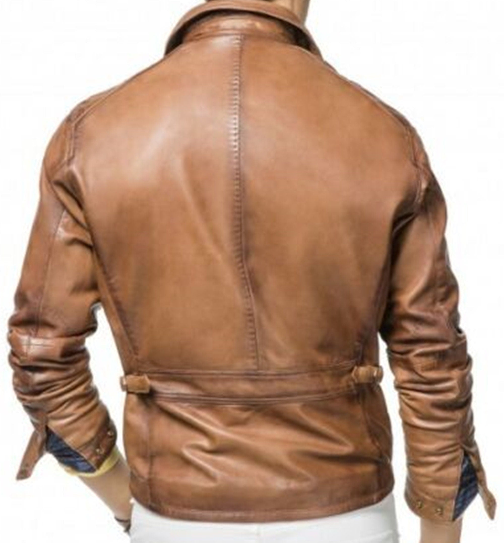 Men Real Tan Wax Leather Jacket