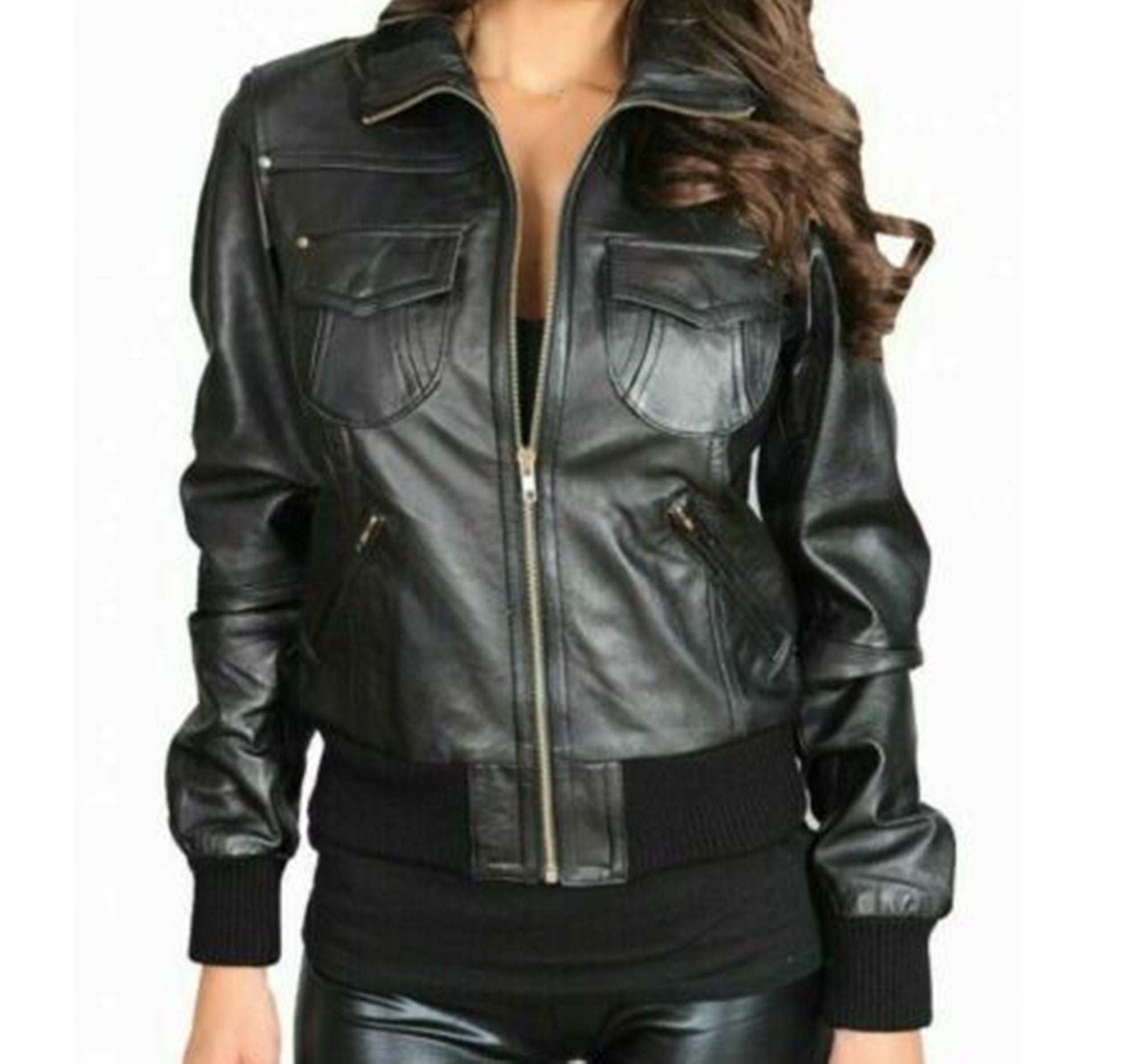 Black  Real  Leather Jacket Women