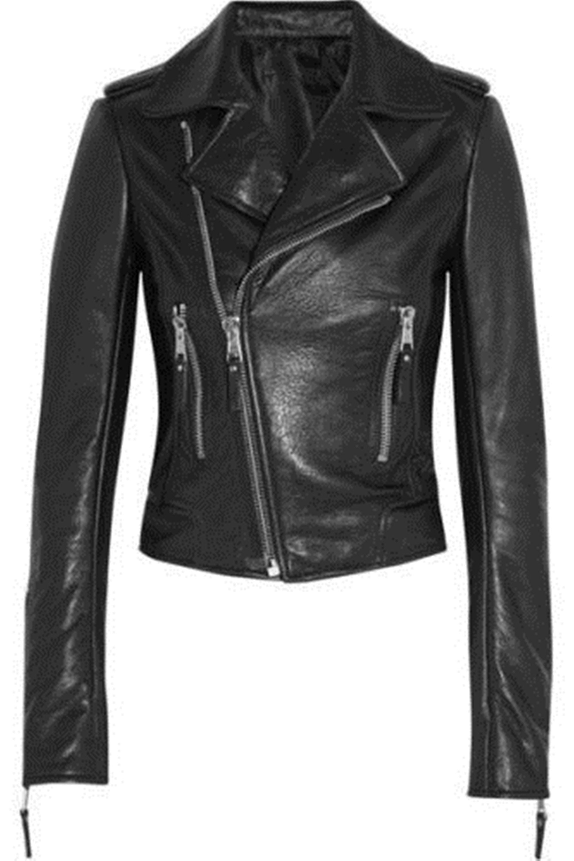 Women Black Biker Genuine Leather Jacket