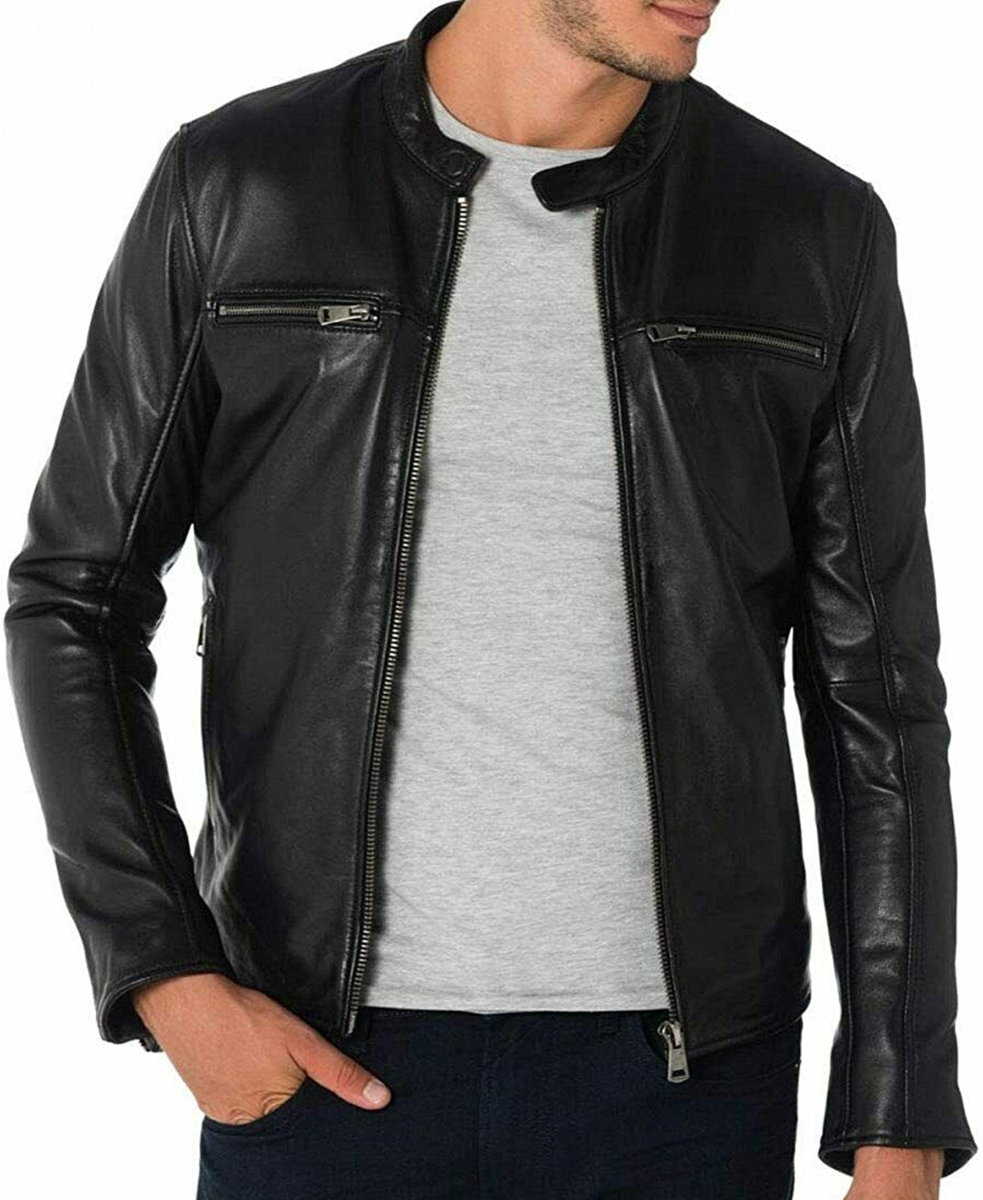 Mens Black New Style Leather Jacket