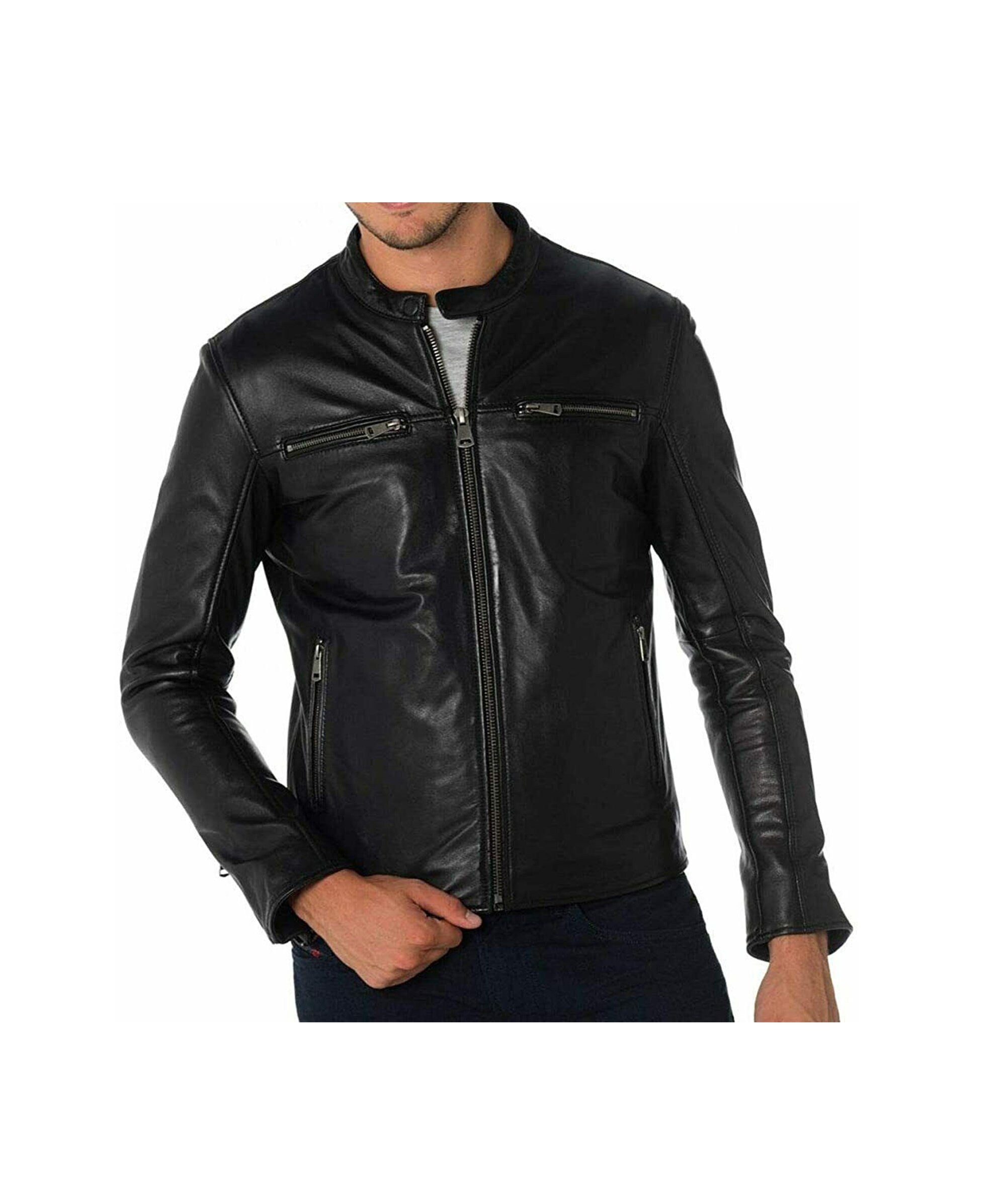 Mens Black New Style Leather Jacket