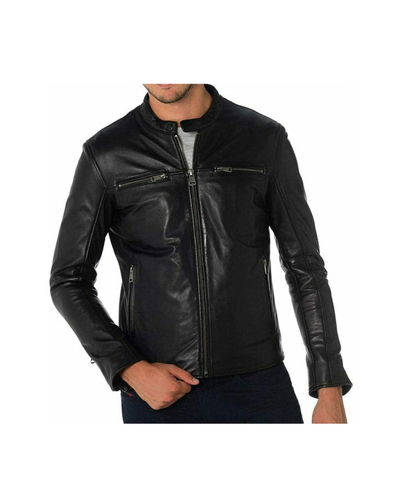 Mens Black New Style Leather Jacket