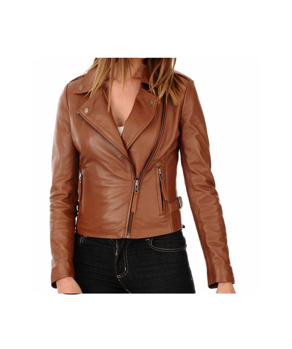 Women Tan Leather Jacket
