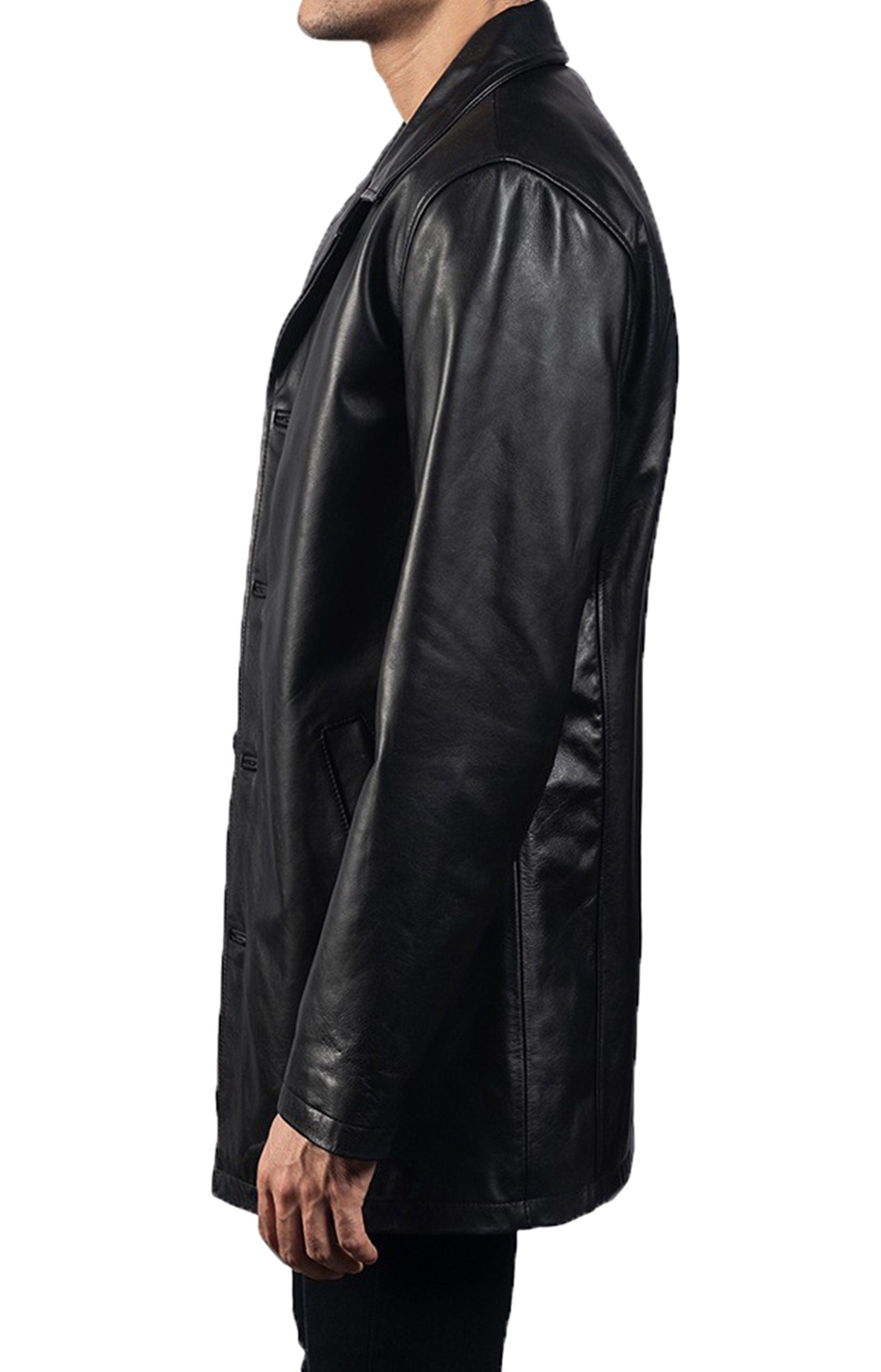 Leather Trench Coat Vintage Leather Coat Black Leather Coat Knee Length Coat Handmade Black Knee Length Coat