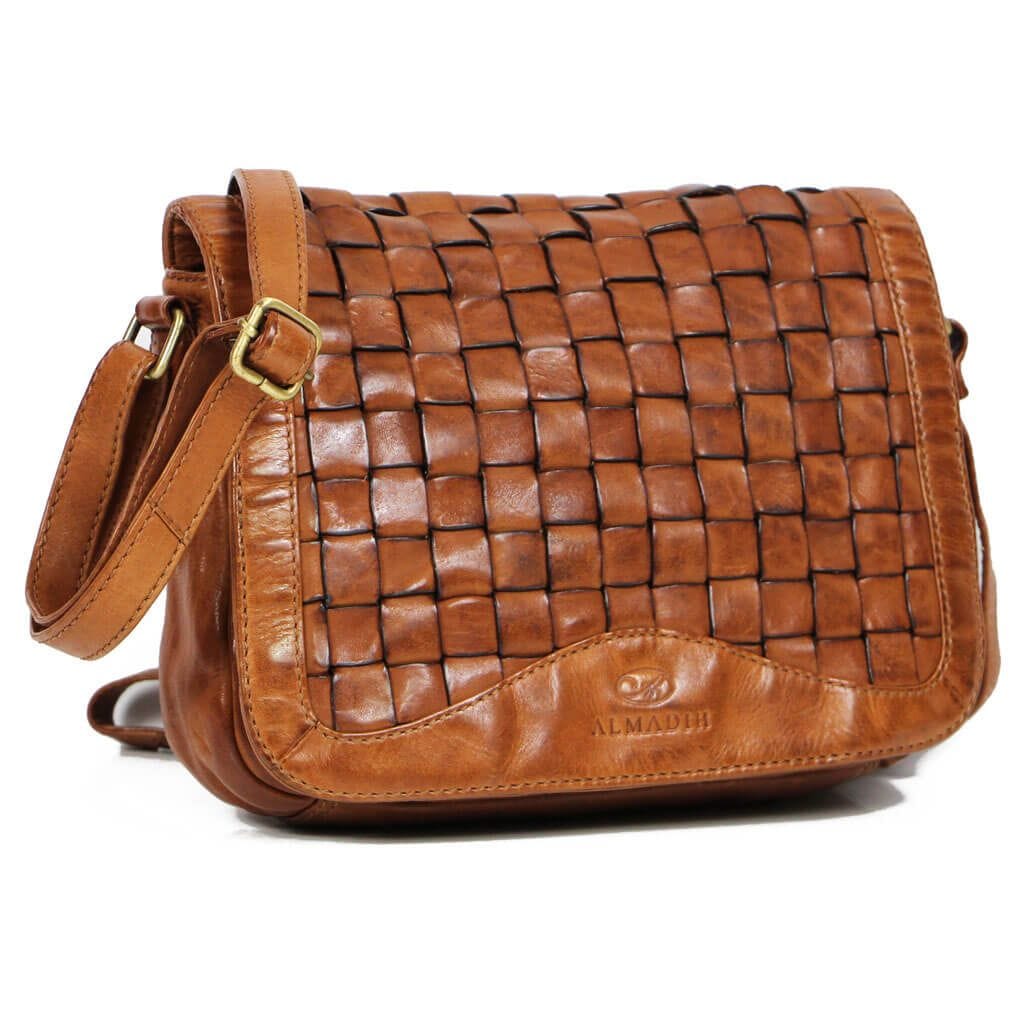 Leather Messenger Bag Men, Leather Bag and Waxed Canvas Shoulder Bag