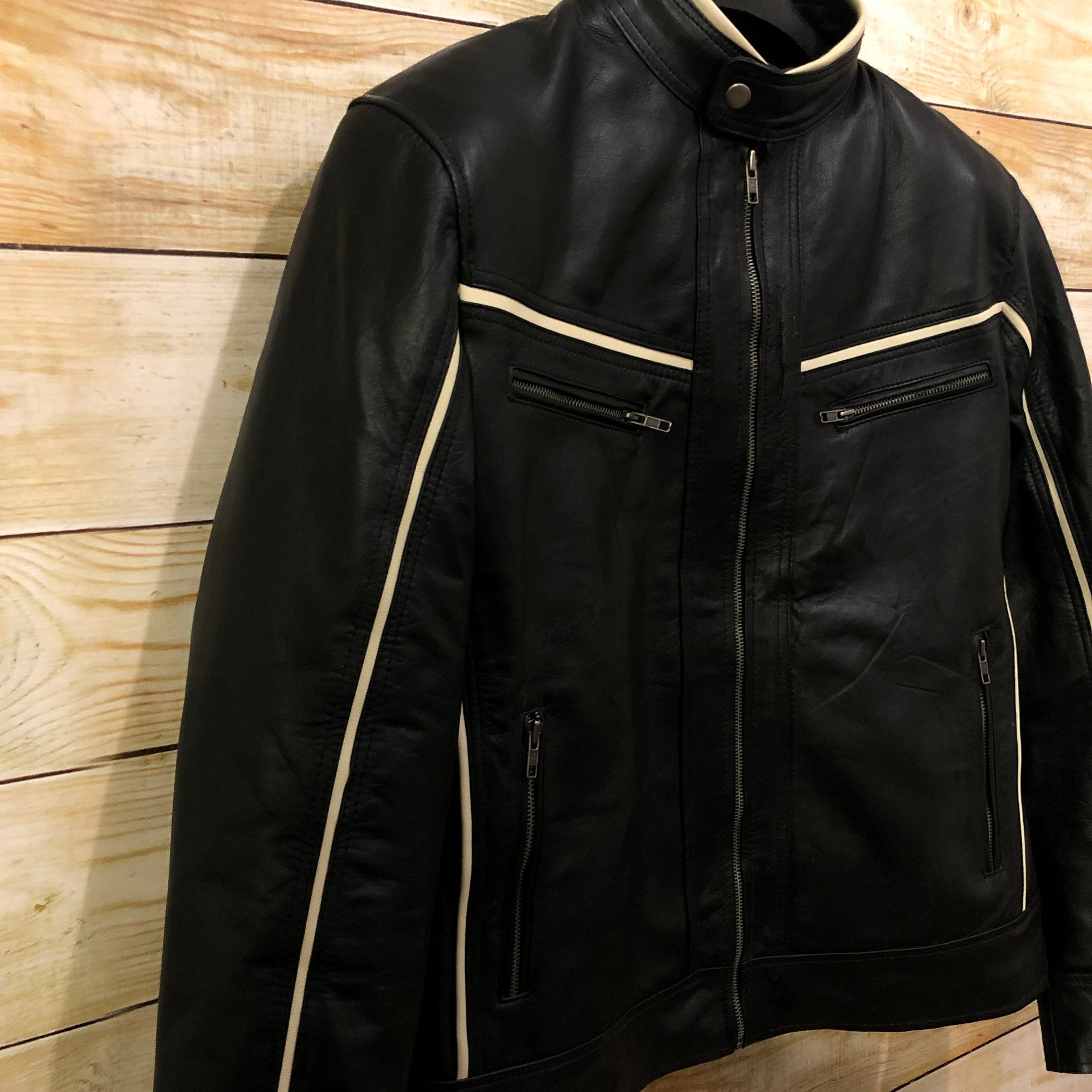Men's Black sheepskin Tan Lining Jacket