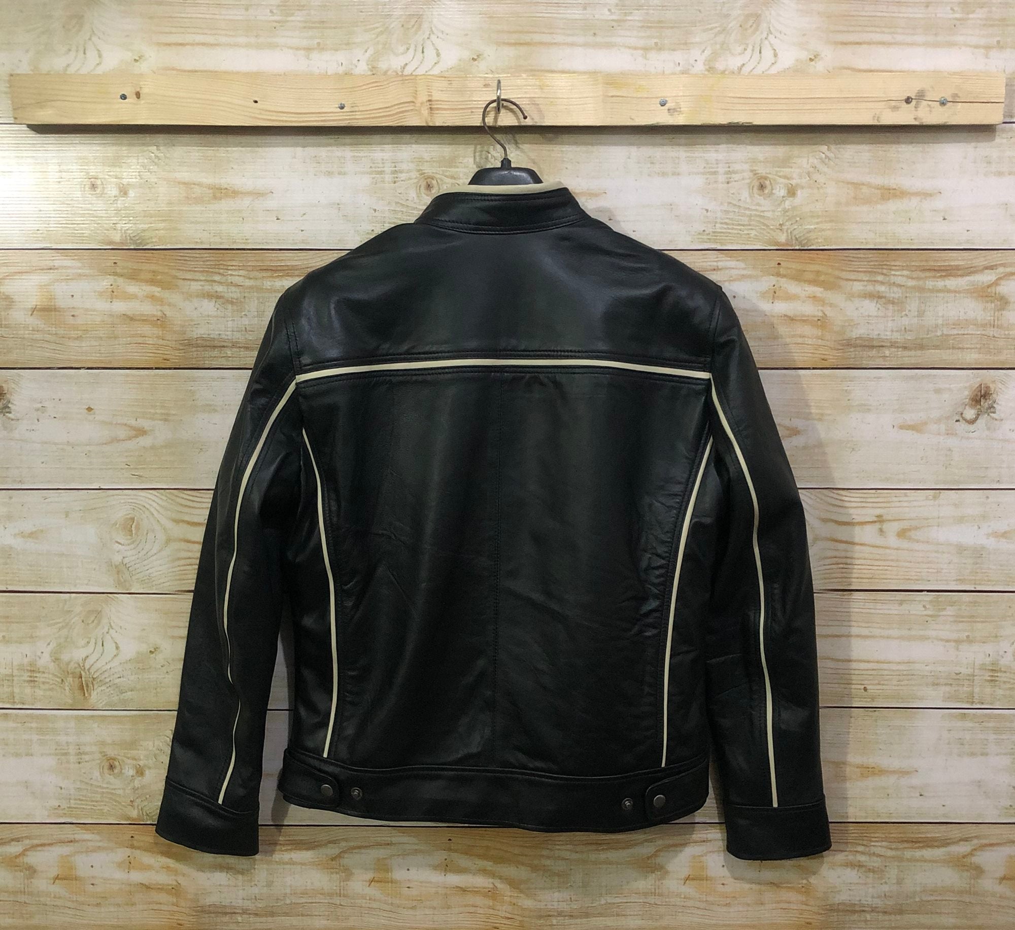 Men's Black sheepskin Tan Lining Jacket