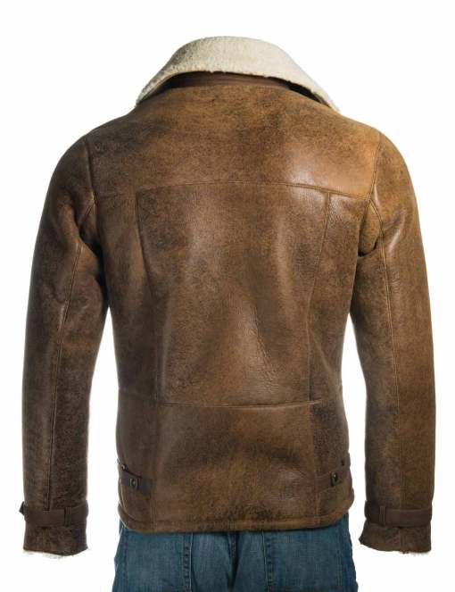 Mens Shearling Distressed Leather Jacket