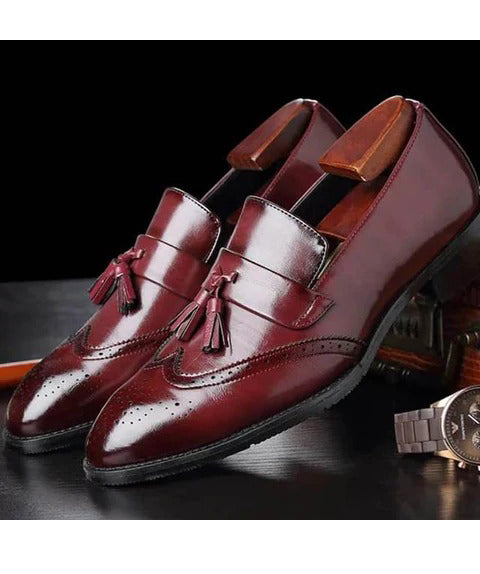 Men's Burgundy Colour Leather Shoes