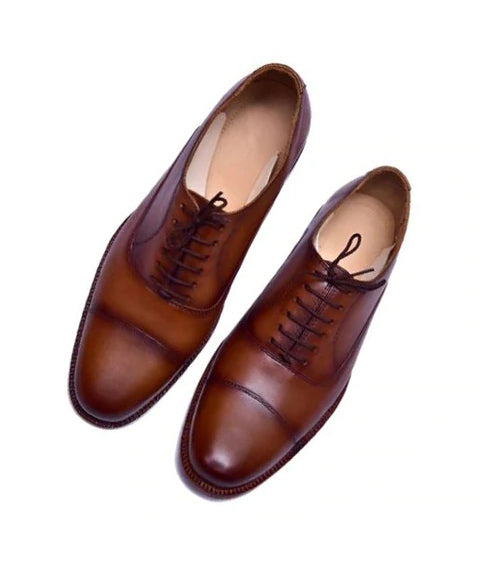 Mens Wax Brown Color Leather Shoes