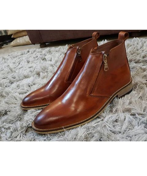 Mens Tan Color Leather Shoes