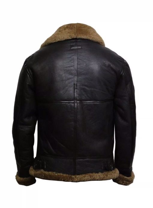 Mens Black Aviator Shearling Leather Jacket