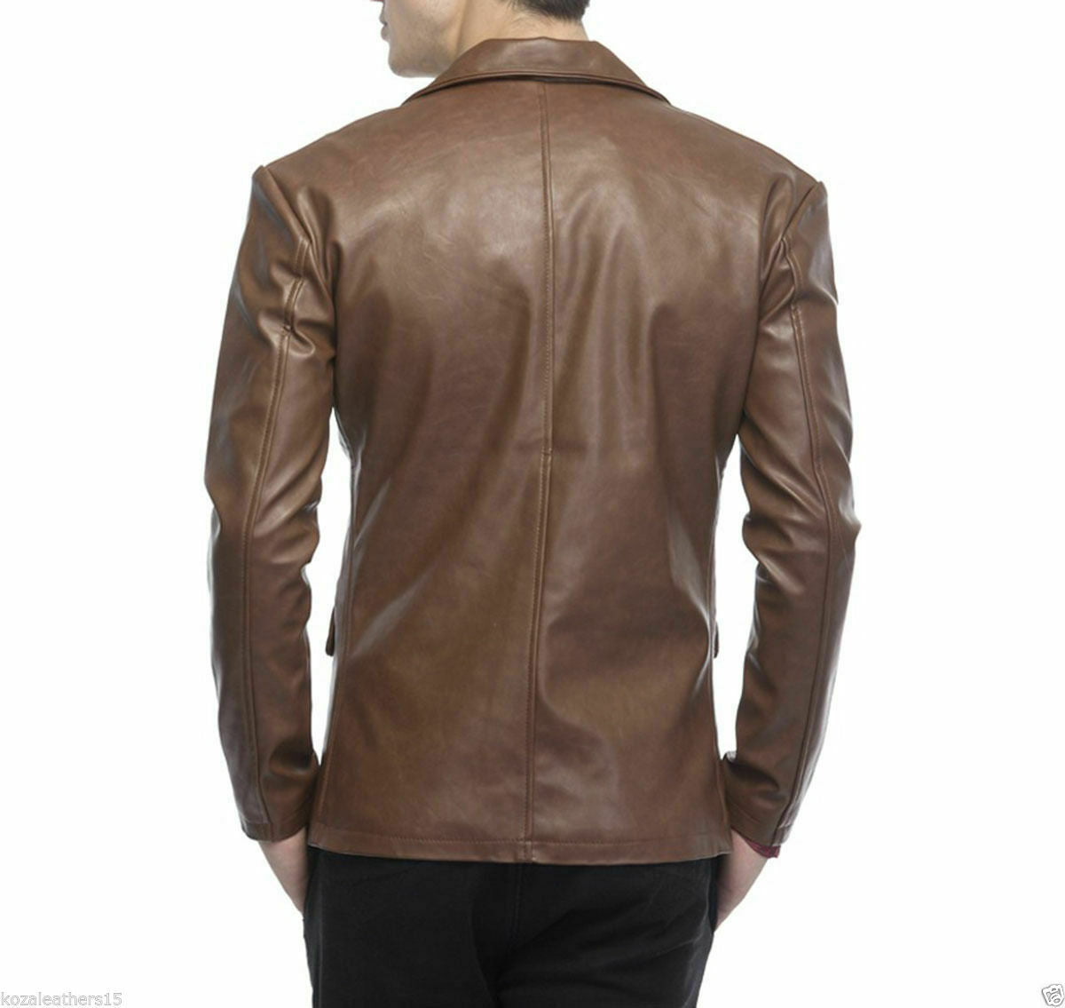 Men's Chocolate Brown Leather Blazer Coat