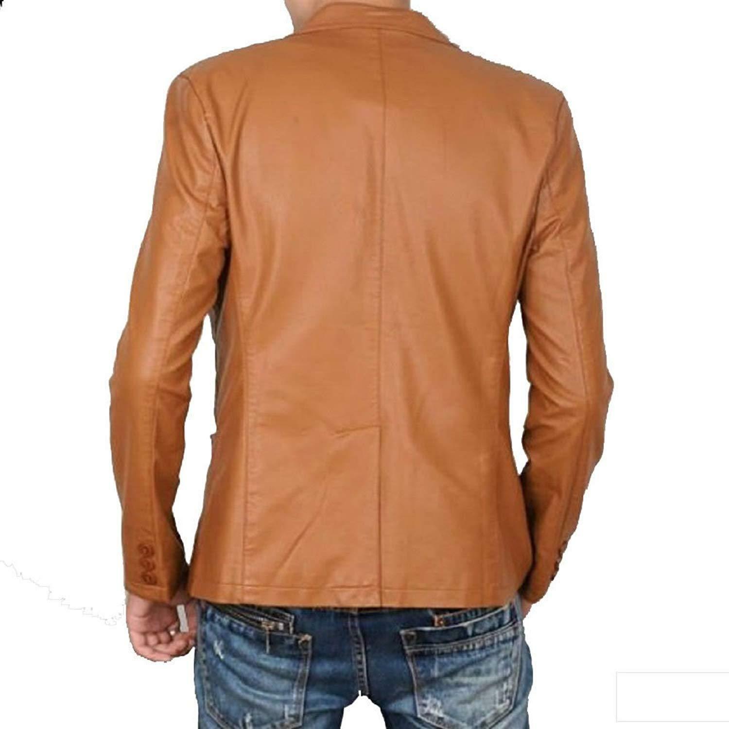 Men's Tan Blazer Vintage Blazer Leather Coat