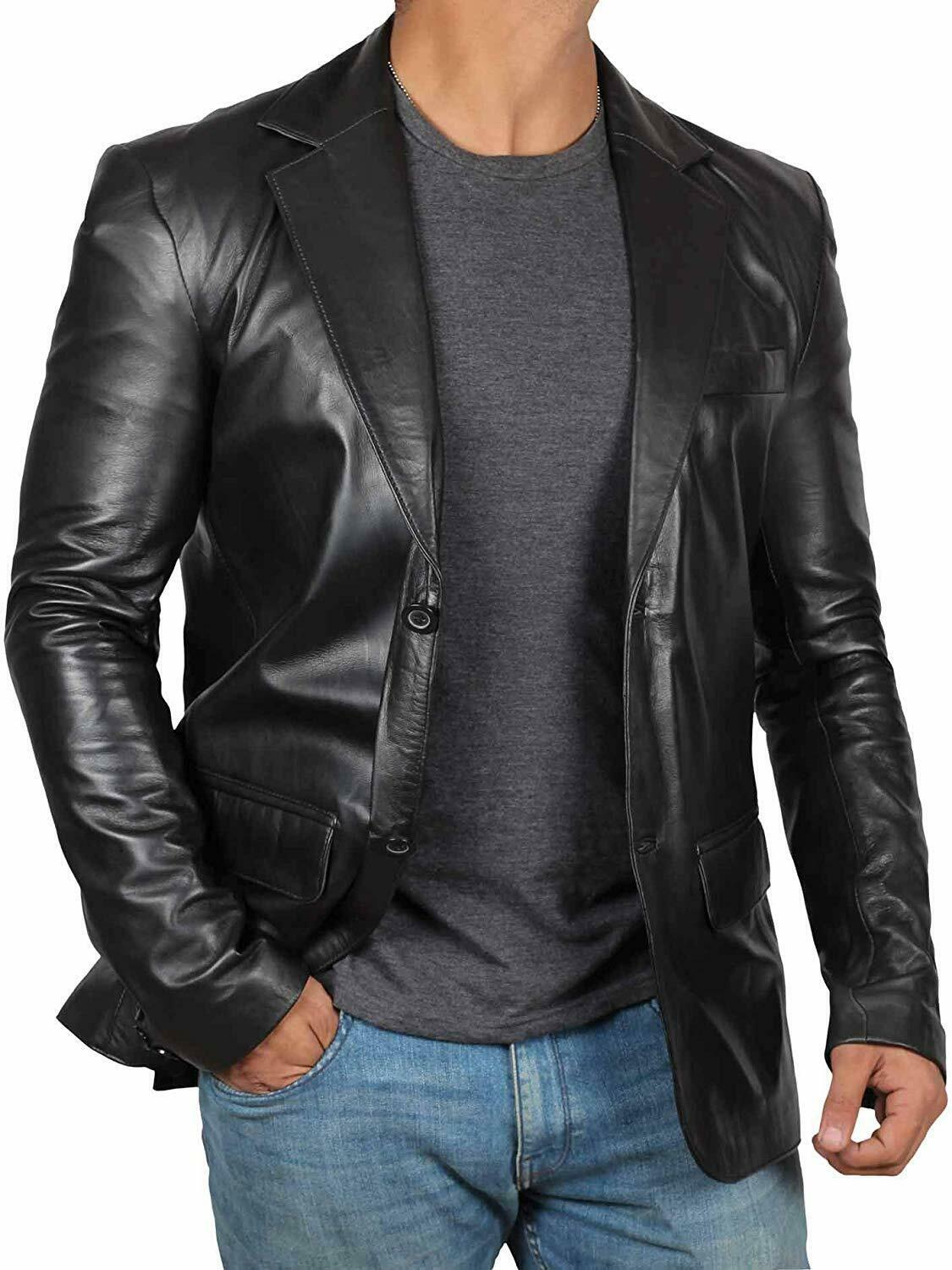 Men Genuine Black Blazer Coat