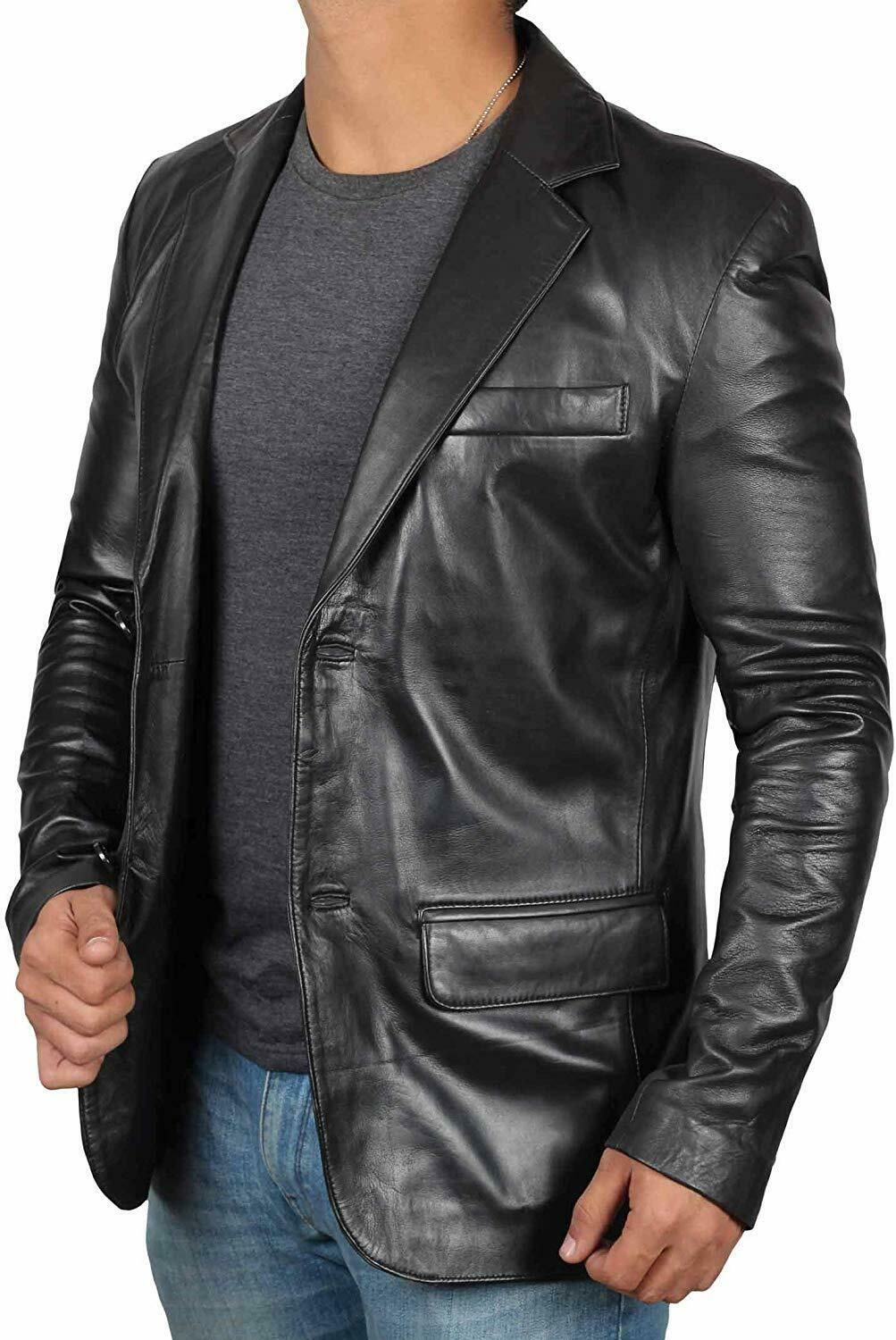 Men Genuine Black Blazer Coat
