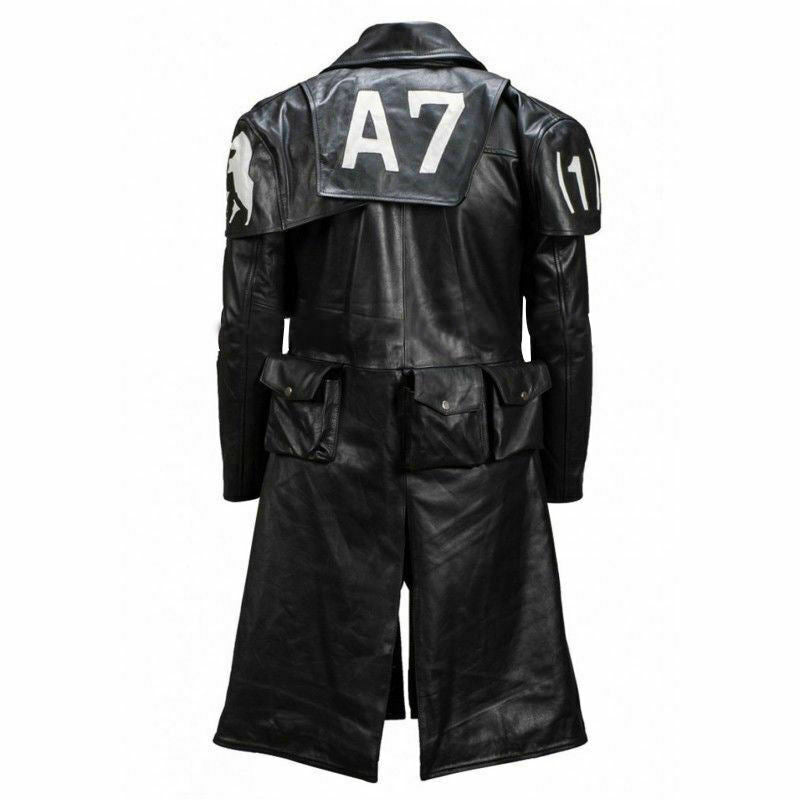 Men's A7 Vegas Fallout Black Leather Trench Coat