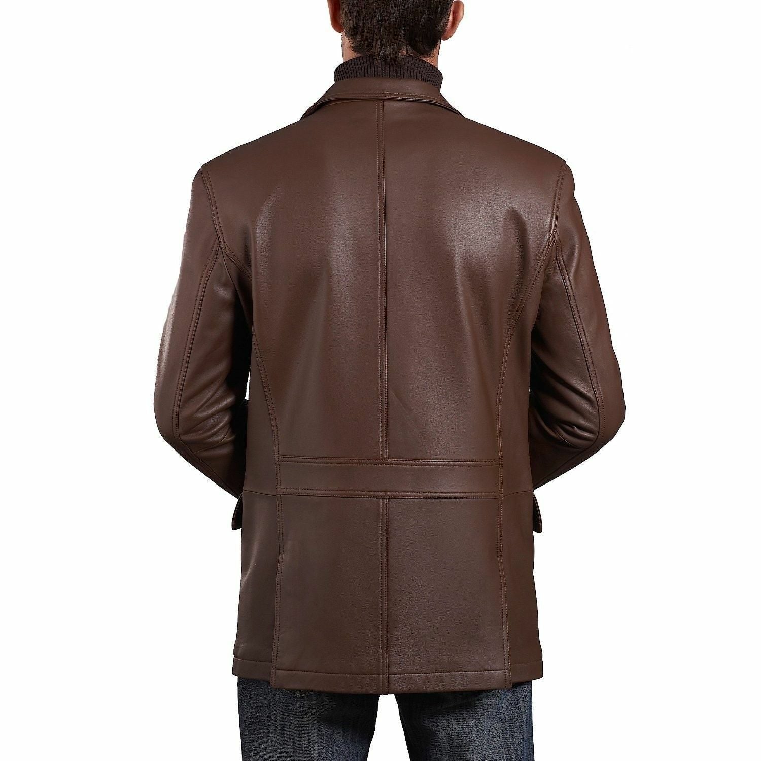 Brown Genuine Leather Blazer Coat for men