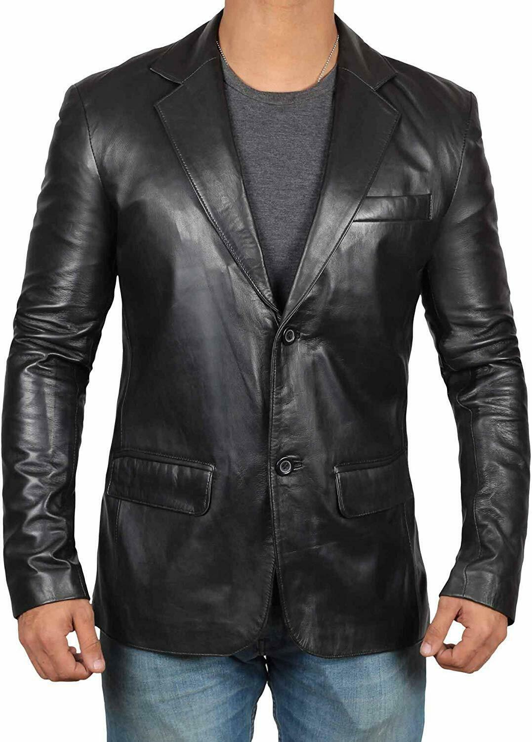 Men Genuine Black Blazer Coat