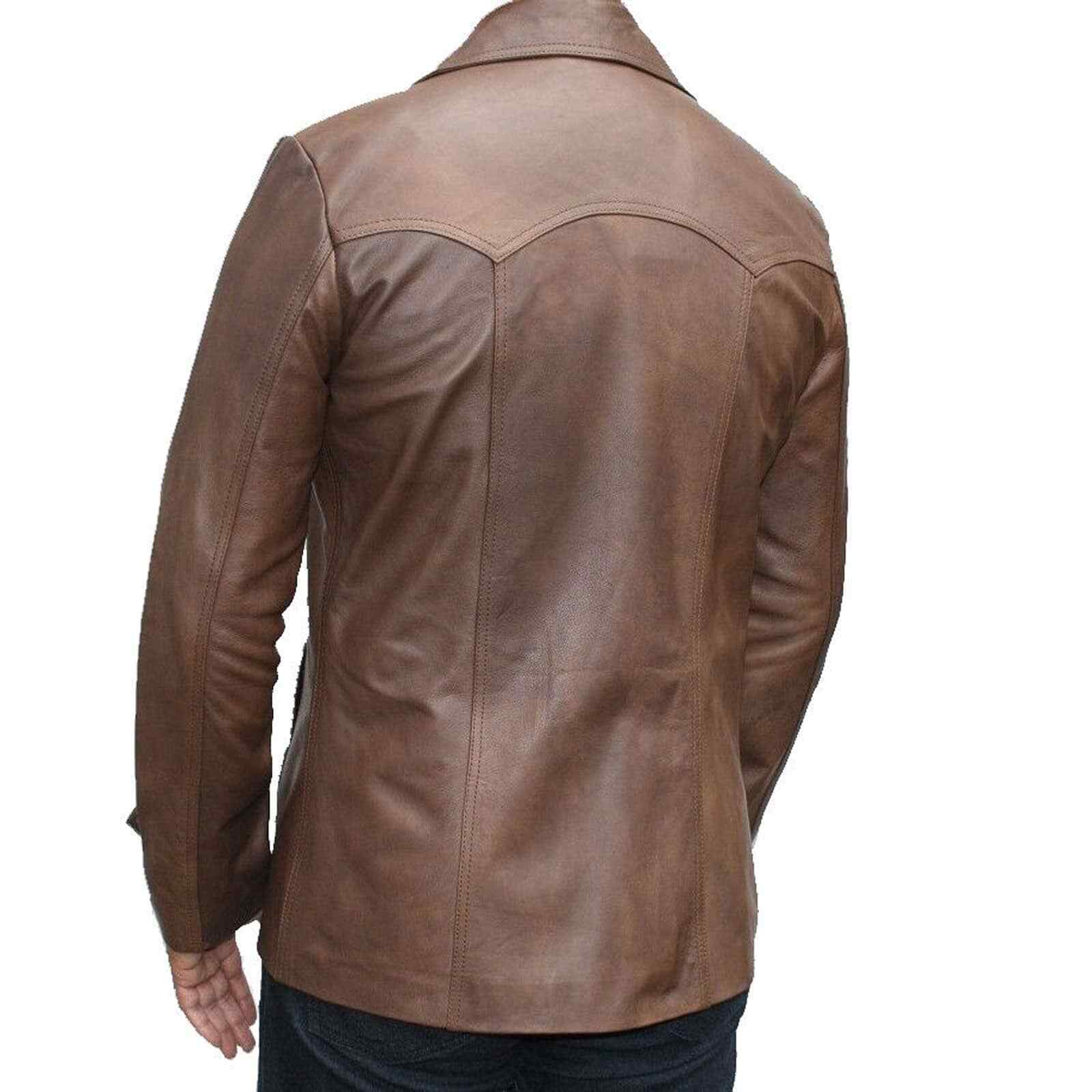 Men's Leather Blazer Tan Leather Coat