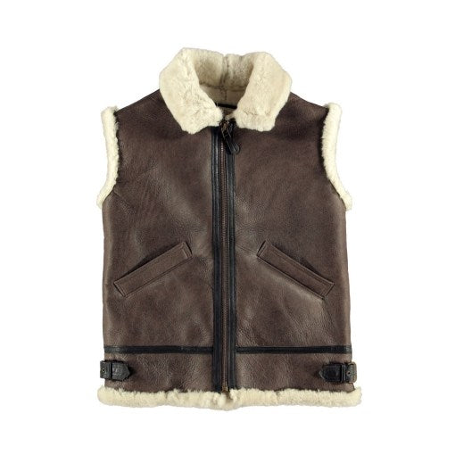 Mens Brown Shearling Vest Real Leather Vest